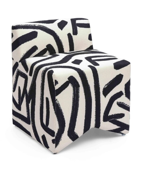 Pippa Black Brushstroke Print Contract Grade Accent Stool - Luxe Home Furnishings (Jersey City, NJ)