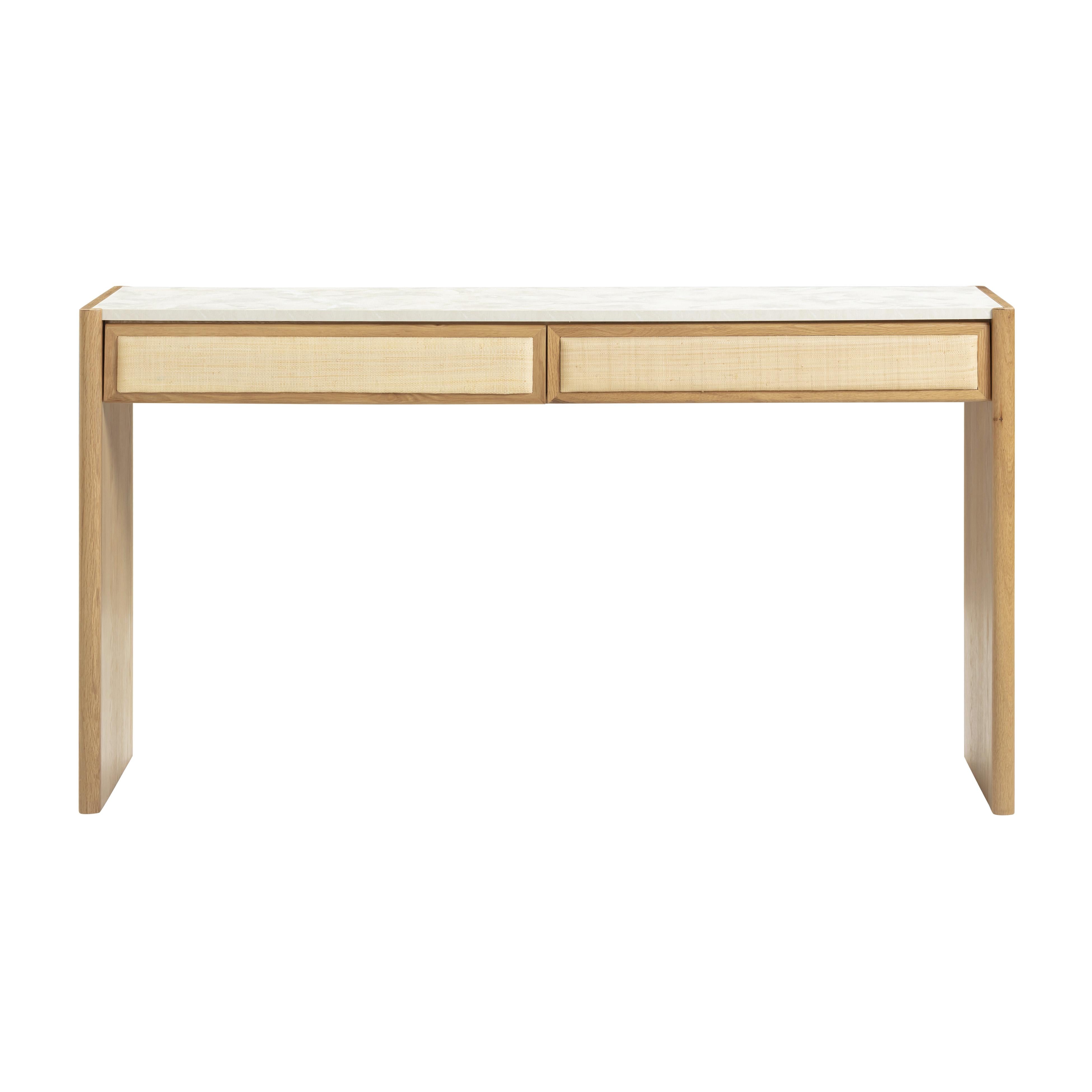 Paige 56" Natural Oak 2-Drawer Console Desk - Luxe Home Furnishings (Jersey City, NJ)