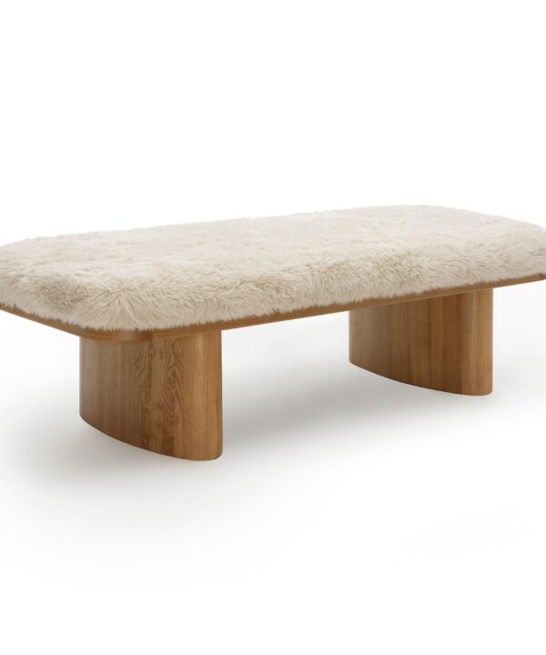 Ollie 56.5" Contract-Grade Straight Vegan Shearling Large Bench - Luxe Home Furnishings (Jersey City, NJ)