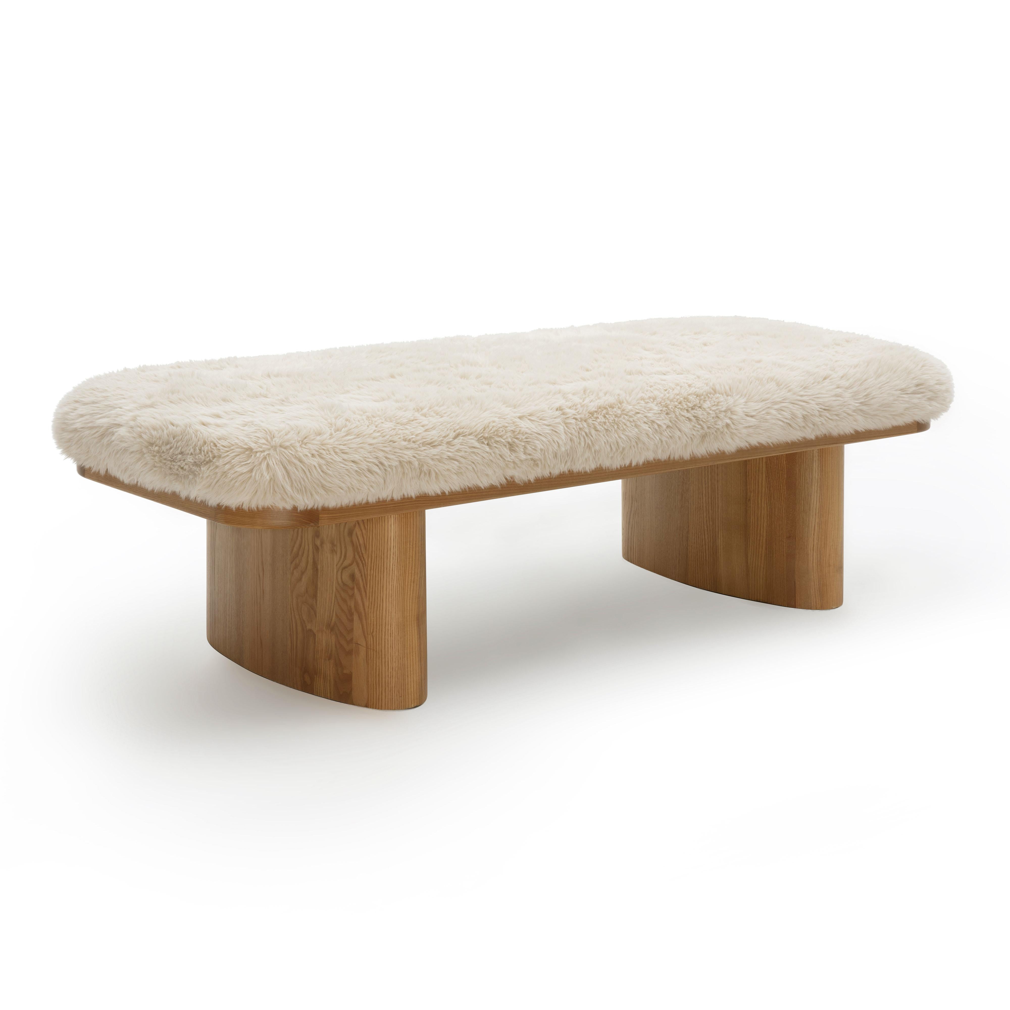Ollie 56.5" Contract-Grade Straight Vegan Shearling Large Bench - Luxe Home Furnishings (Jersey City, NJ)