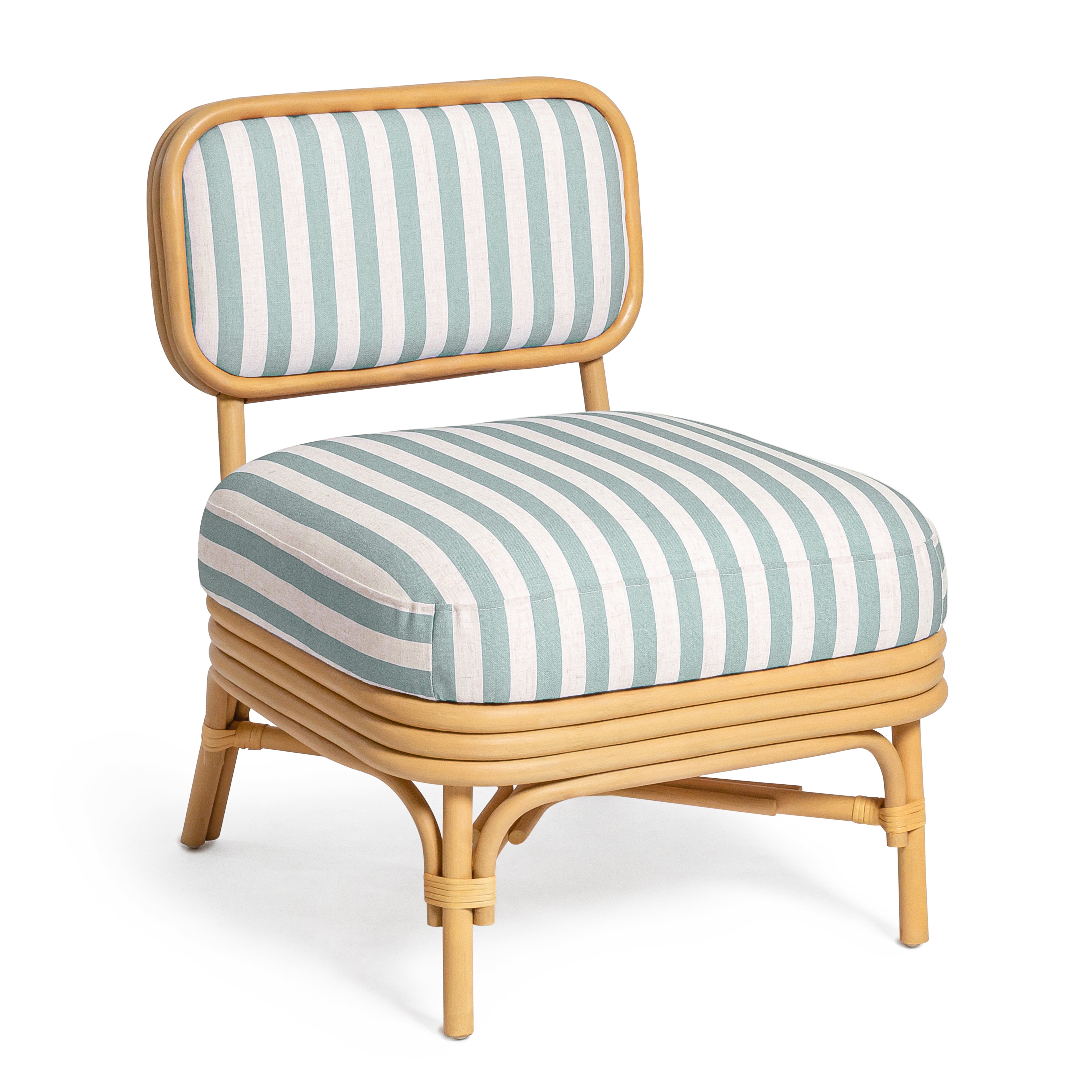 Dorine Striped Performance Linen & Rattan Accent Chair - Luxe Home Furnishings (Jersey City, NJ)