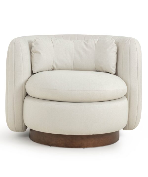 Nura Cream Performance Vegan Mohair Swivel Accent Chair - Luxe Home Furnishings (Jersey City, NJ)