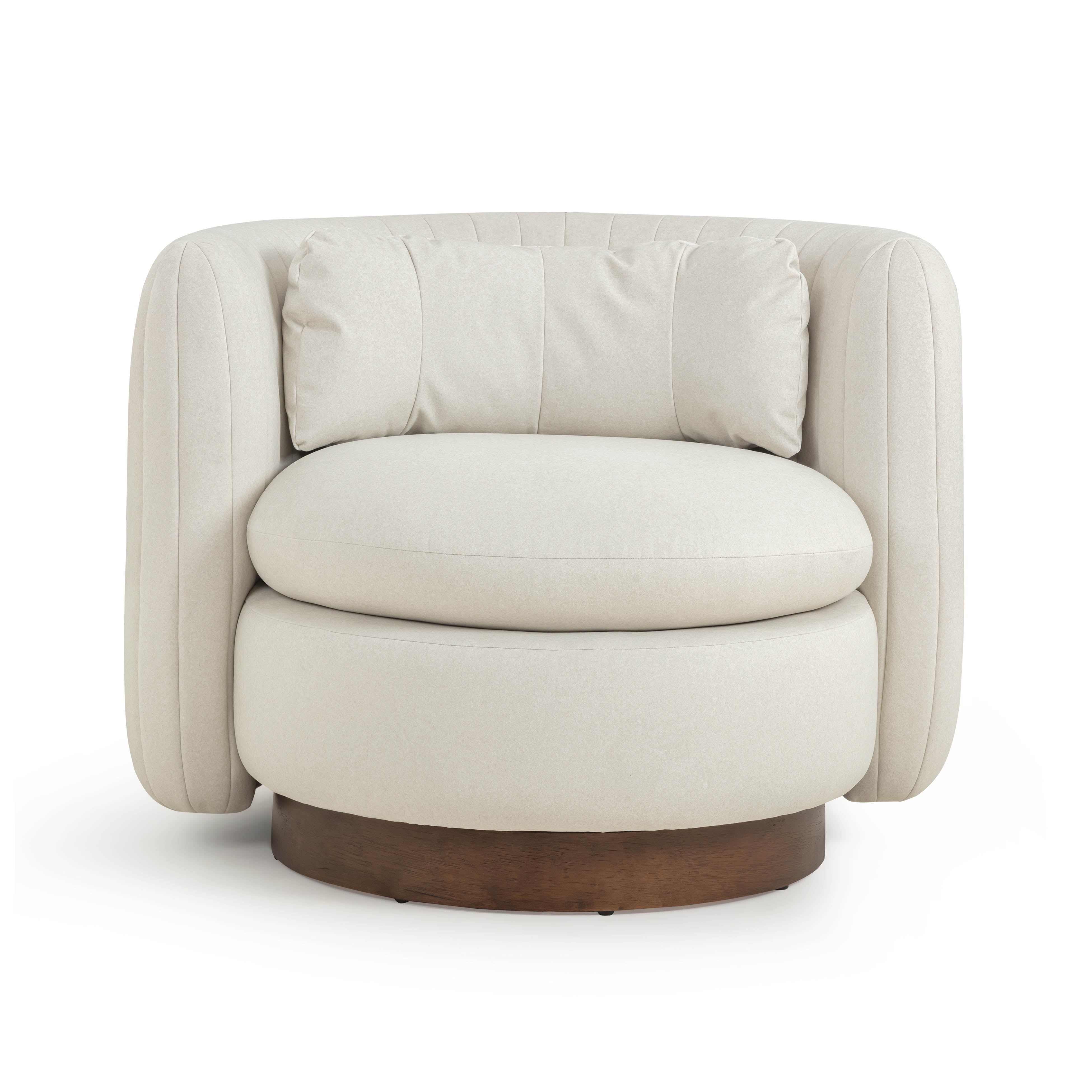Nura Cream Performance Vegan Mohair Swivel Accent Chair - Luxe Home Furnishings (Jersey City, NJ)