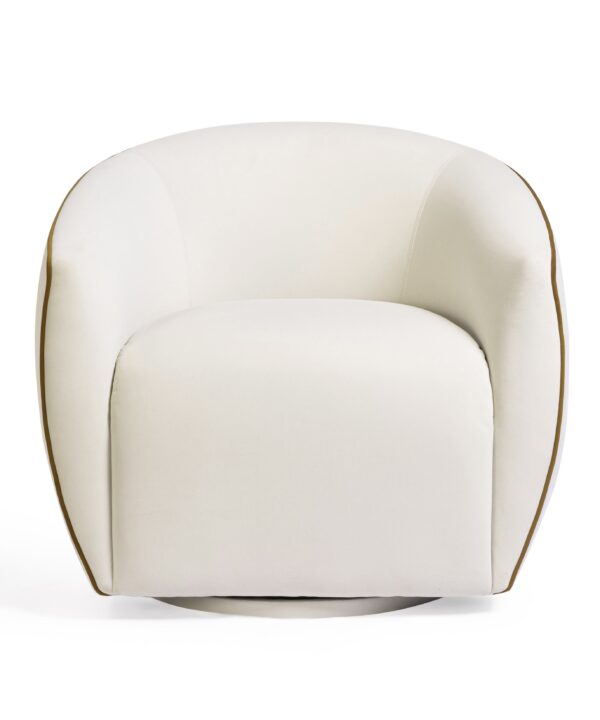 Jordan Contrast Piping Performance Velvet Swivel Accent Chair - Luxe Home Furnishings (Jersey City, NJ)