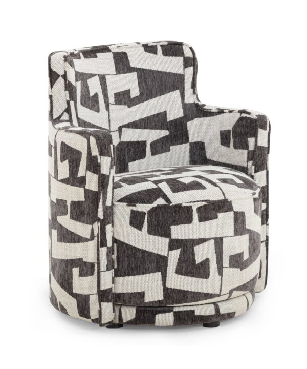 Passe Black Performance Jacquard Swivel Chair - Luxe Home Furnishings (Jersey City, NJ)