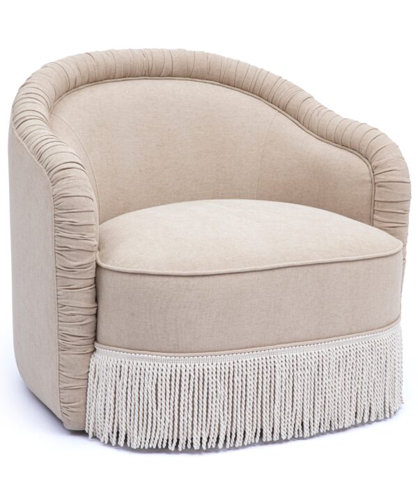 Pamela Tan Performance Chenille Tasseled Lounge Accent Chair - Luxe Home Furnishings (Jersey City, NJ)