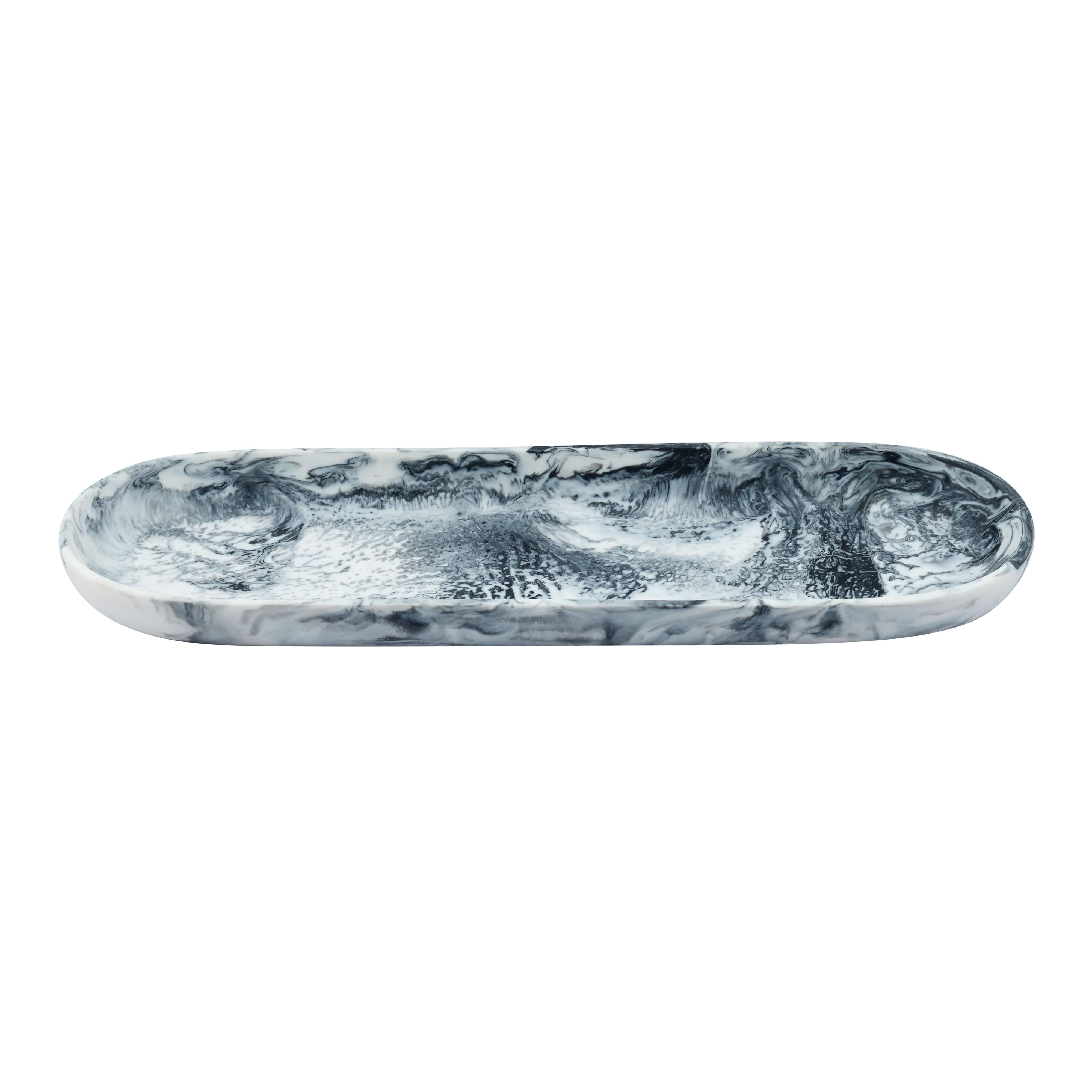 Mera Black & White Long Resin Serving Platter - Luxe Home Furnishings (Jersey City, NJ)