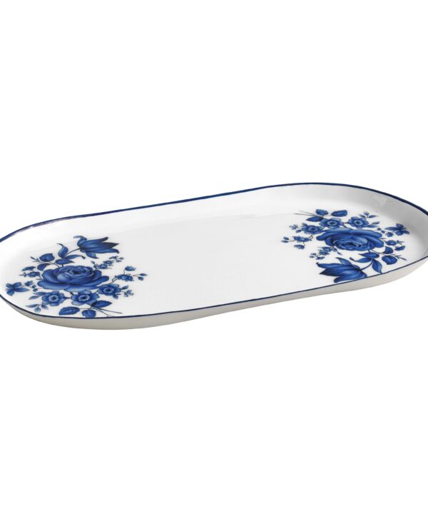 Cottage China Blue & White Serving Tray - Luxe Home Furnishings (Jersey City, NJ)