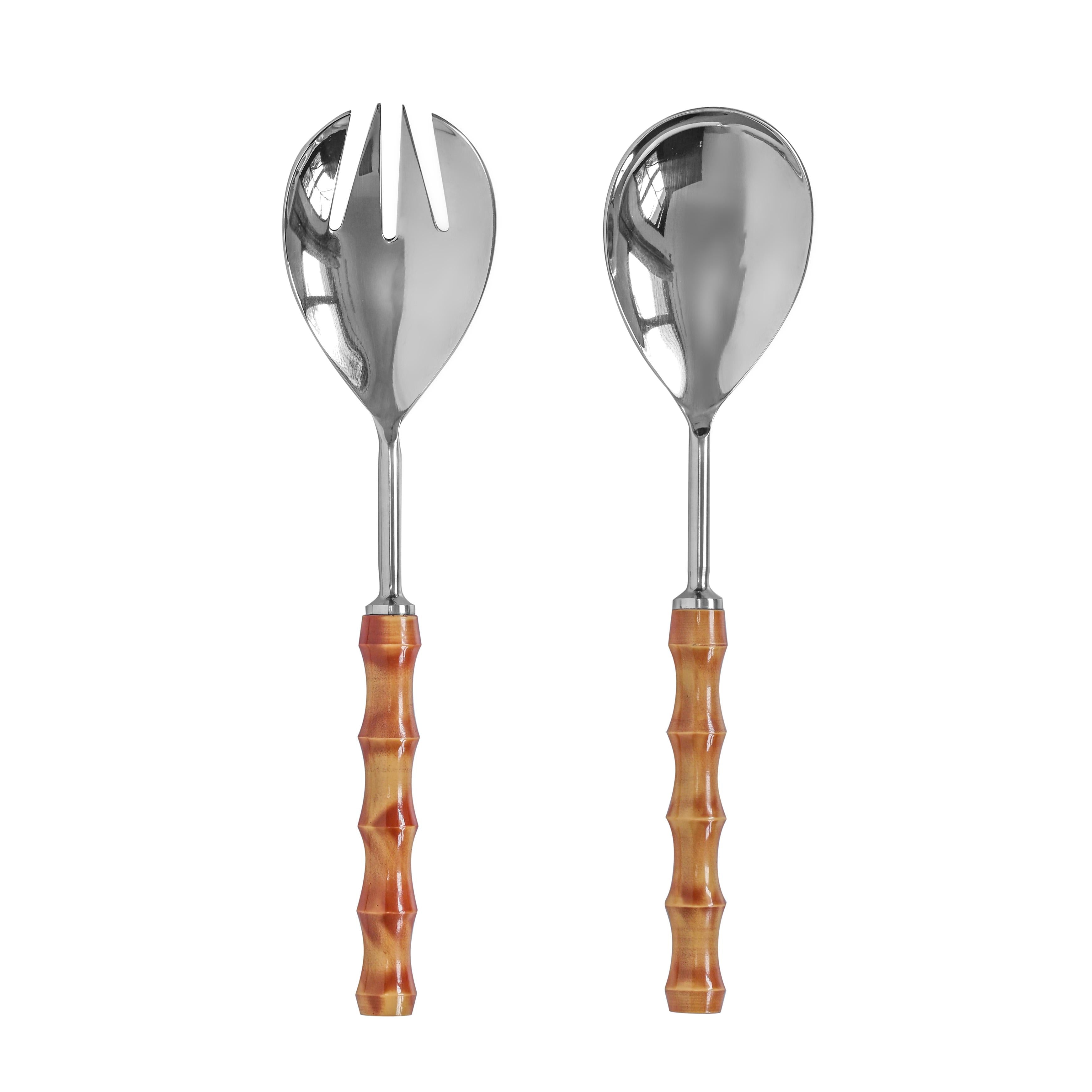 Bamboozled Stainless Steel Salad Serving Spoons - Set of 2 - Luxe Home Furnishings (Jersey City, NJ)