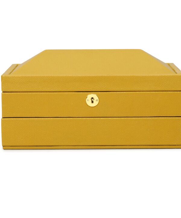 Knox Mustard Yellow Vegan Leather Contract-Grade Jewelry Box - Luxe Home Furnishings (Jersey City, NJ)