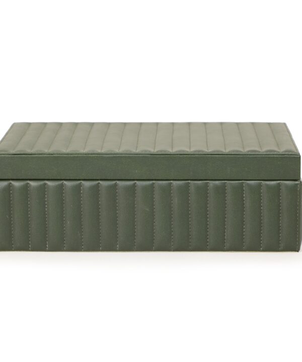Eton Ribbed Green Vegan Leather Contract-Grade Storage Box - Luxe Home Furnishings (Jersey City, NJ)