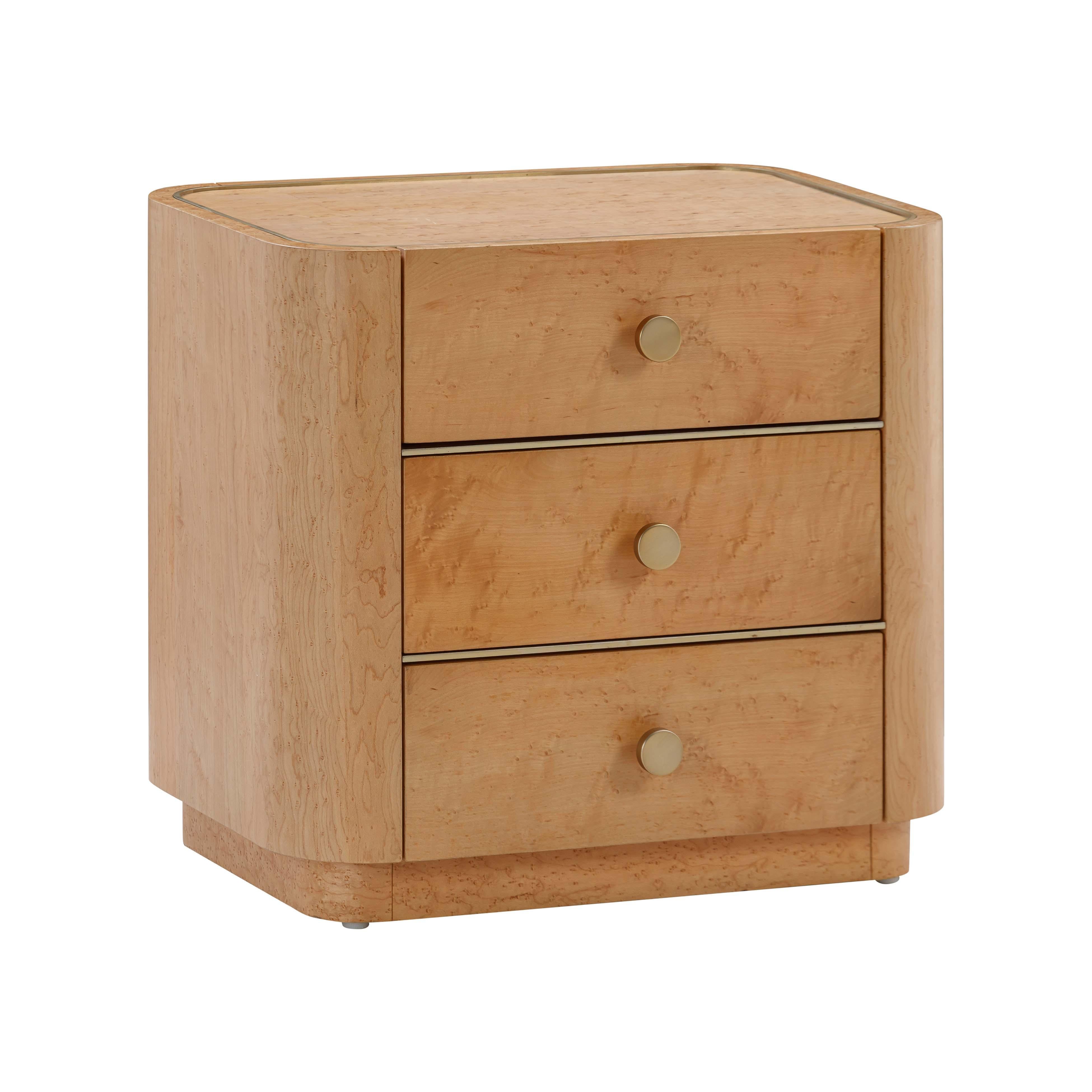 Abigail 22" Natural Birdseye Maple 3-Drawer Nightstand - Luxe Home Furnishings (Jersey City, NJ)