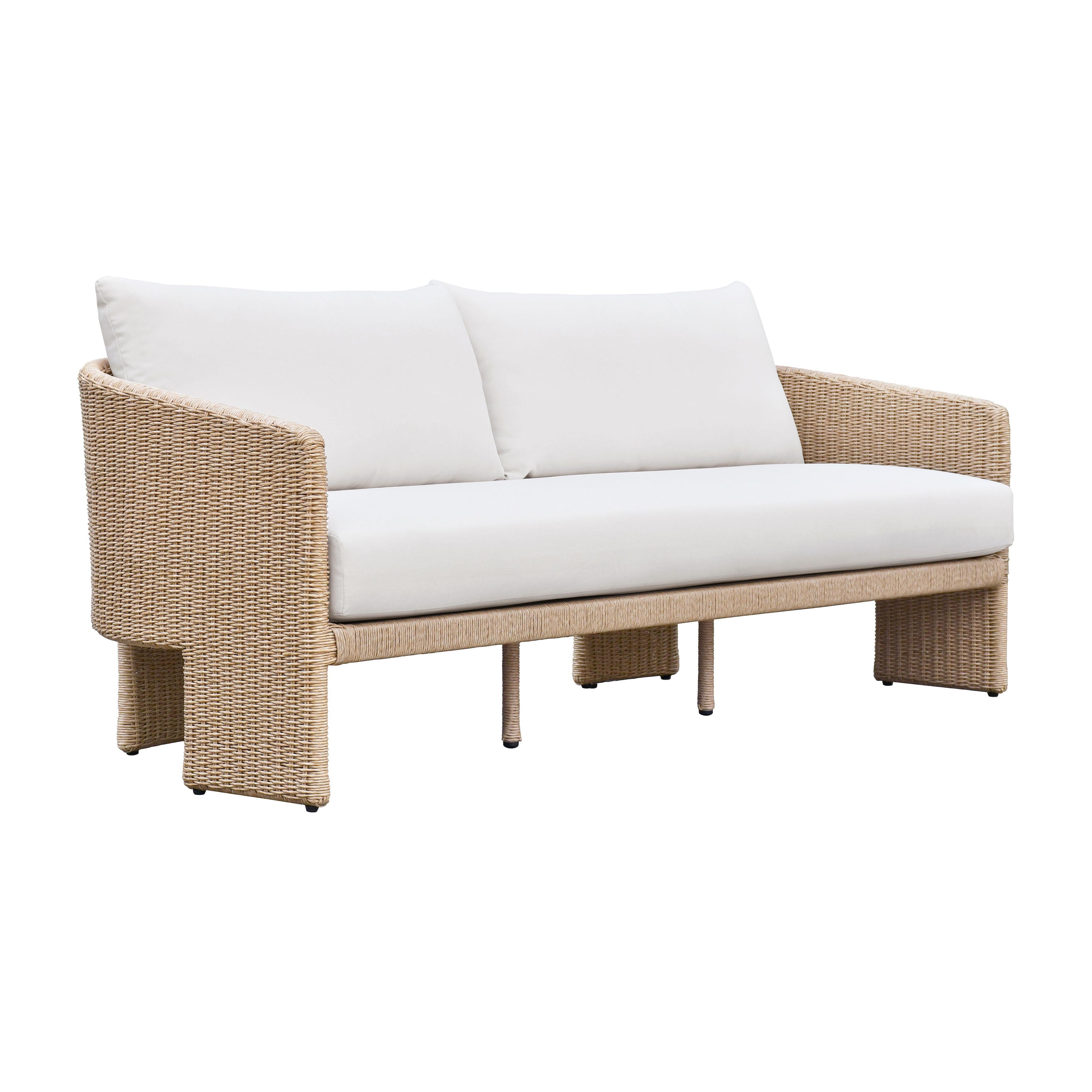 Alexa 80" Rattan Performance Fabric Outdoor Sofa - Luxe Home Furnishings (Jersey City, NJ)