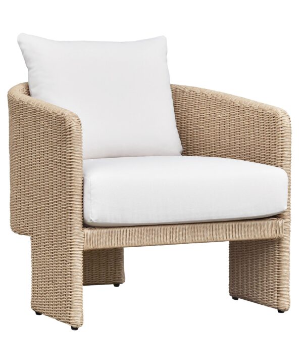 Alexa Rattan Performance Fabric Outdoor Armchair - Luxe Home Furnishings (Jersey City, NJ)