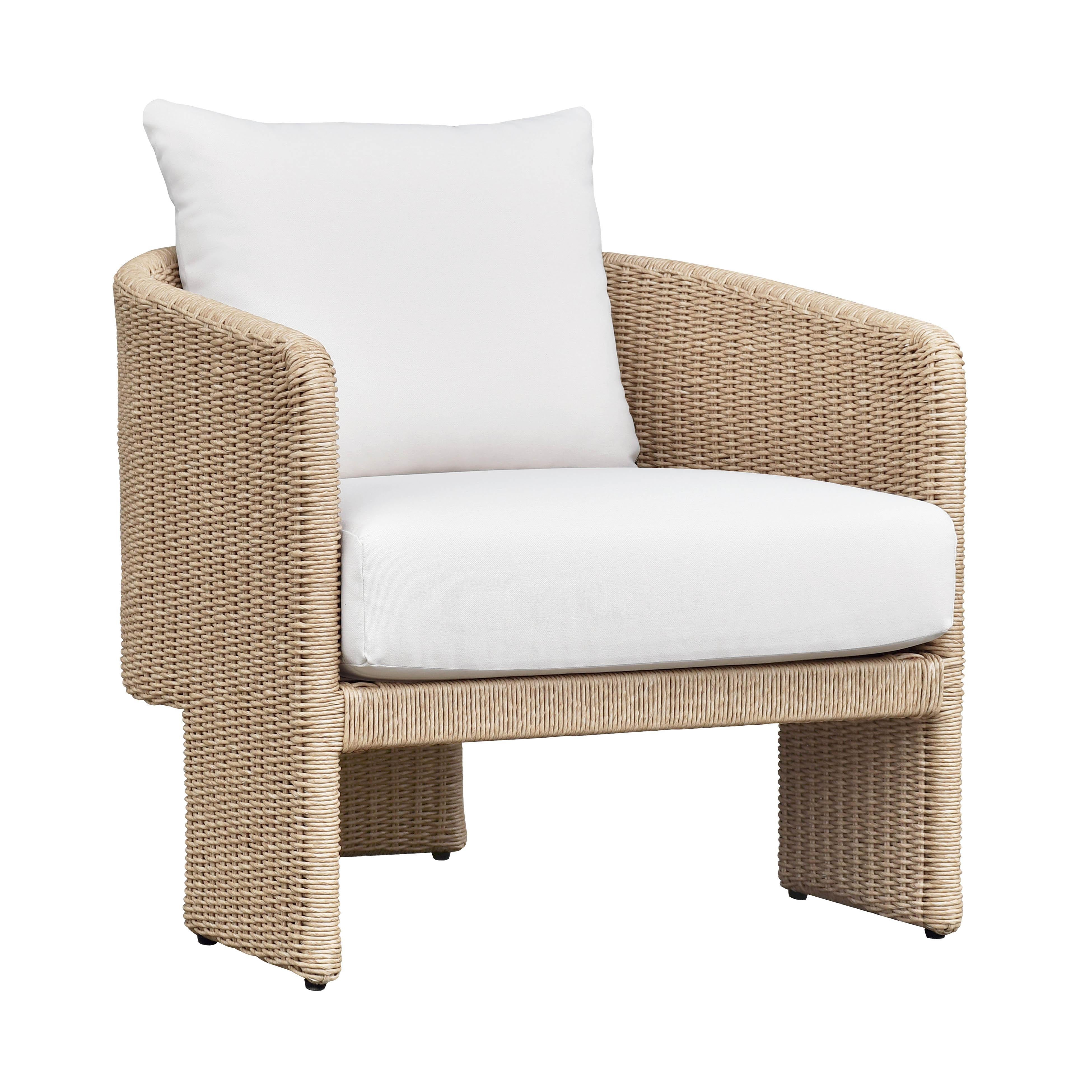 Alexa Rattan Performance Fabric Outdoor Armchair - Luxe Home Furnishings (Jersey City, NJ)