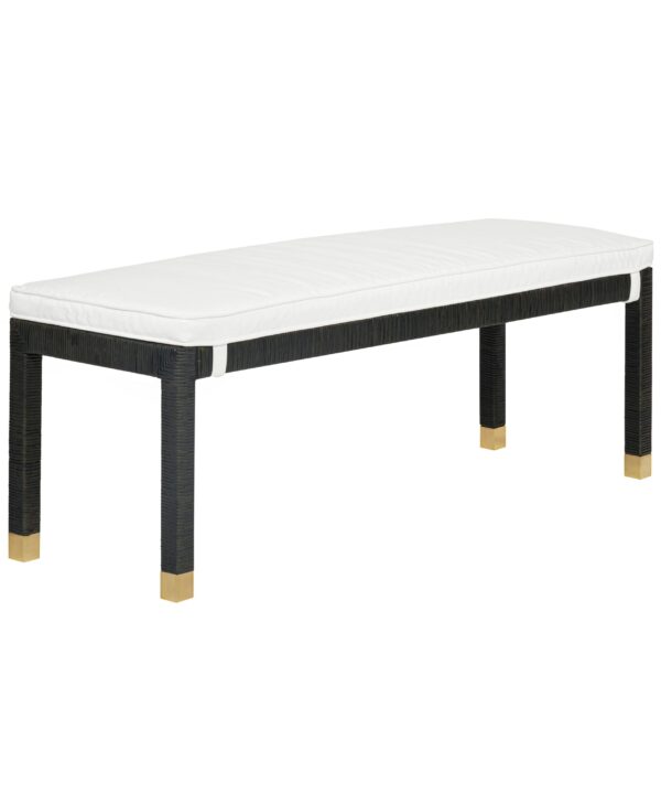 Amara 50" Woven Rattan Performance Fabric Bench - Luxe Home Furnishings (Jersey City, NJ)