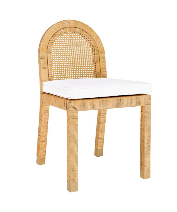 Amara Natural Rattan and Performance Fabric Arched Back Dining Chair - Luxe Home Furnishings (Jersey City, NJ)