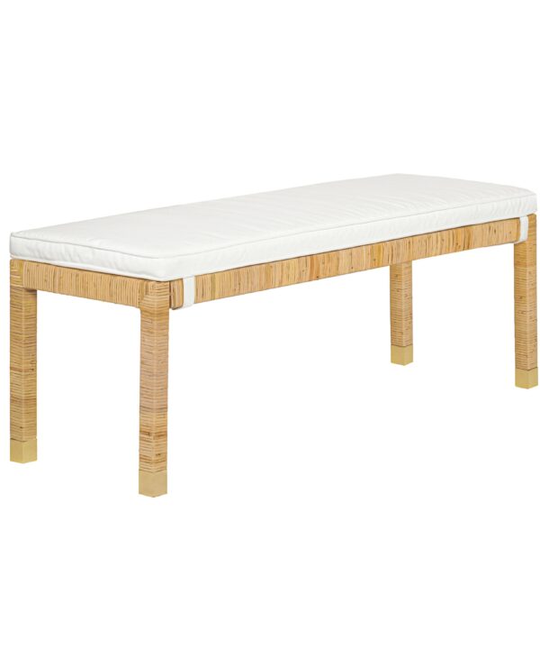 Amara 50" Woven Rattan Performance Fabric Bench - Luxe Home Furnishings (Jersey City, NJ)