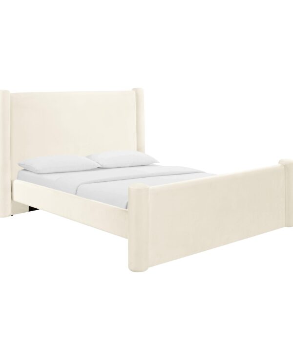 Athara Cream Velvet Bed - Luxe Home Furnishings (Jersey City, NJ)