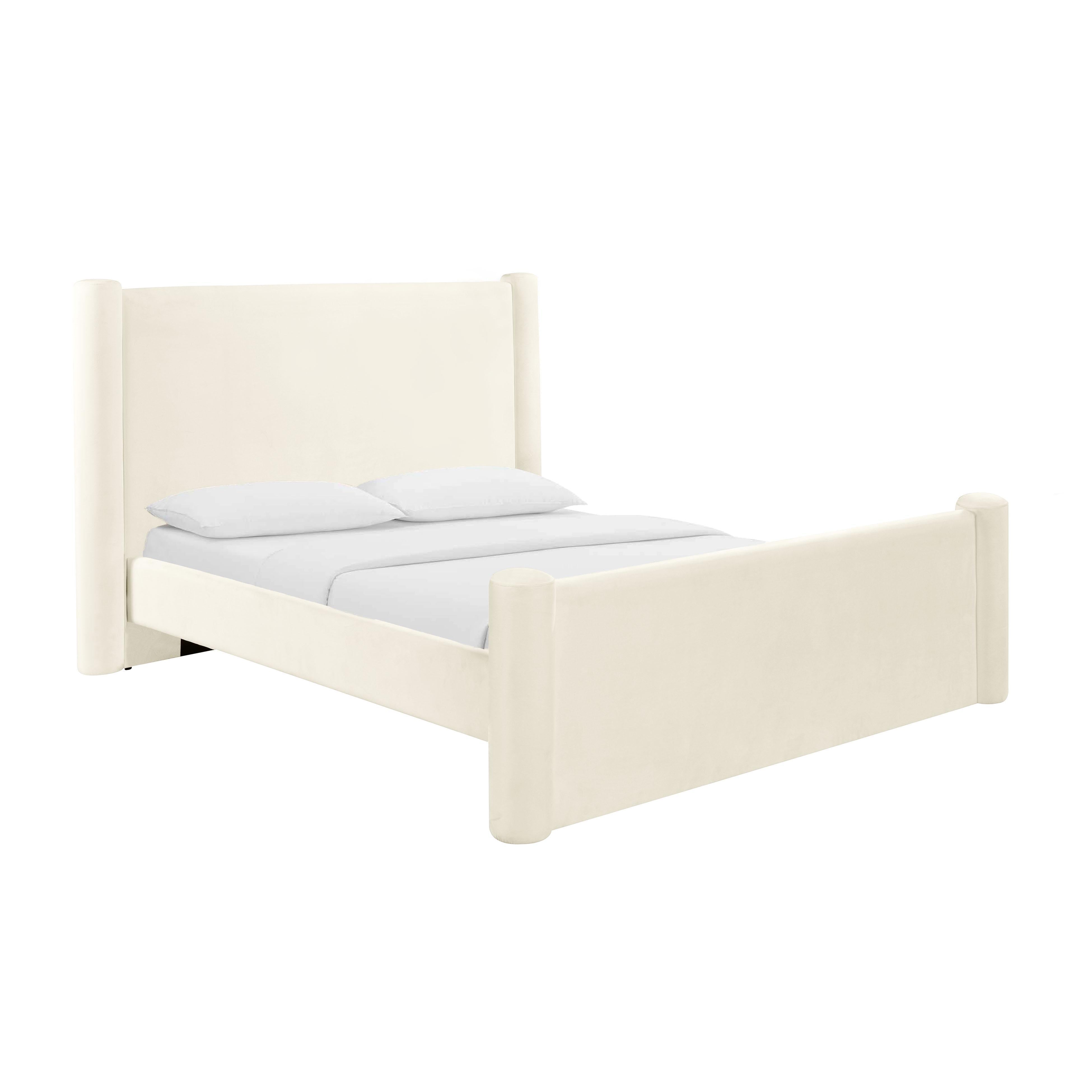 Athara Cream Velvet Bed - Luxe Home Furnishings (Jersey City, NJ)