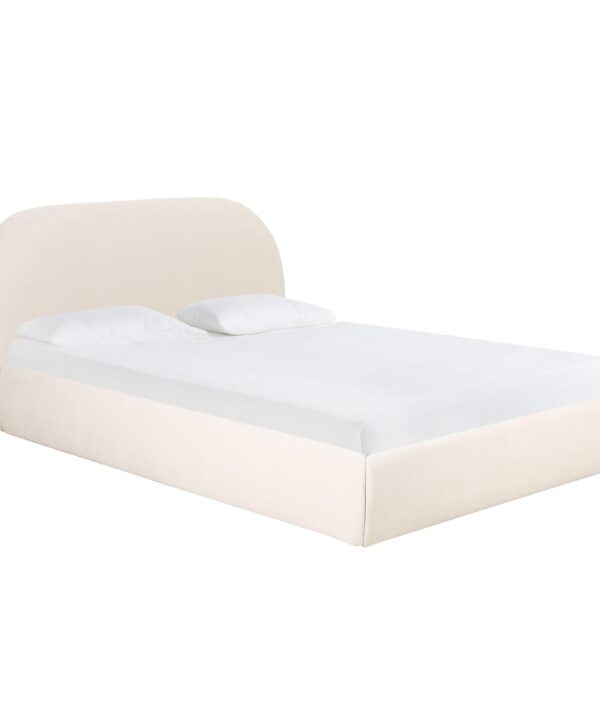 Bara Cream Textured Performance Velvet Bed - Luxe Home Furnishings (Jersey City, NJ)