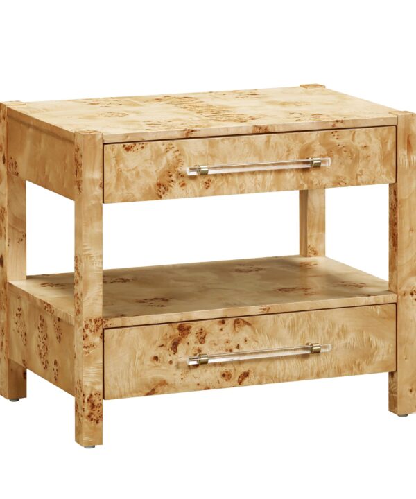 Brandyss 26" Burl 2-Drawer Nightstand - Luxe Home Furnishings (Jersey City, NJ)