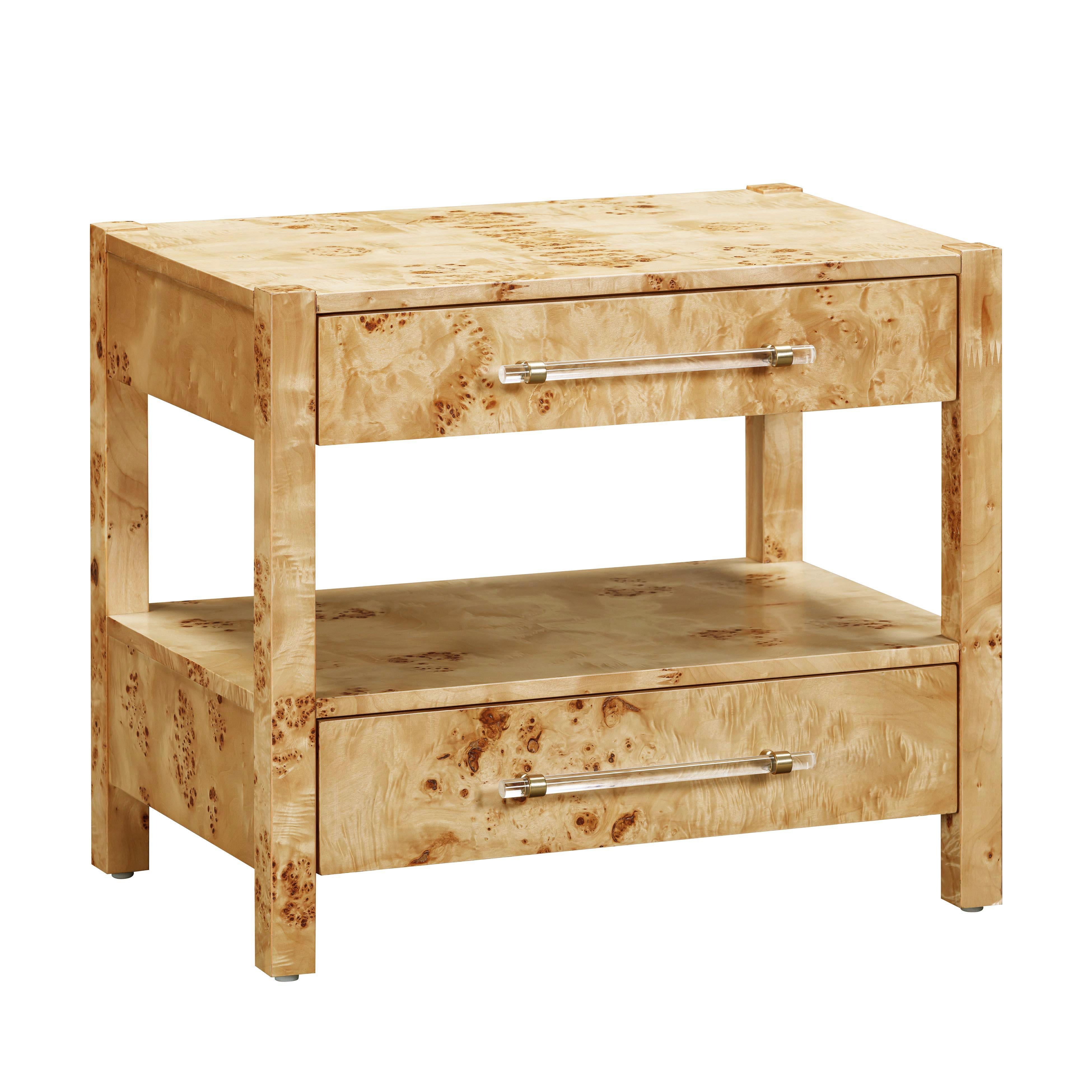 Brandyss 26" Burl 2-Drawer Nightstand - Luxe Home Furnishings (Jersey City, NJ)