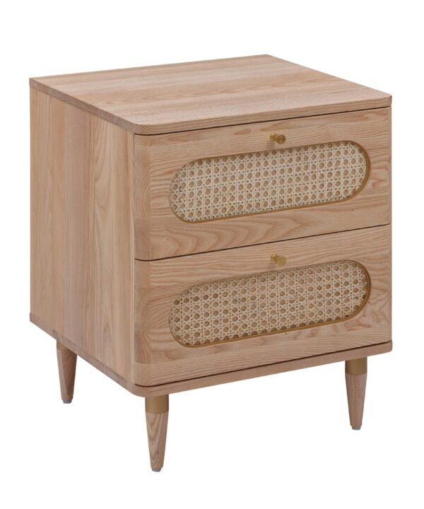 Carmen 19" Natural Ash and Cane 2-Drawer Nightstand - Luxe Home Furnishings (Jersey City, NJ)