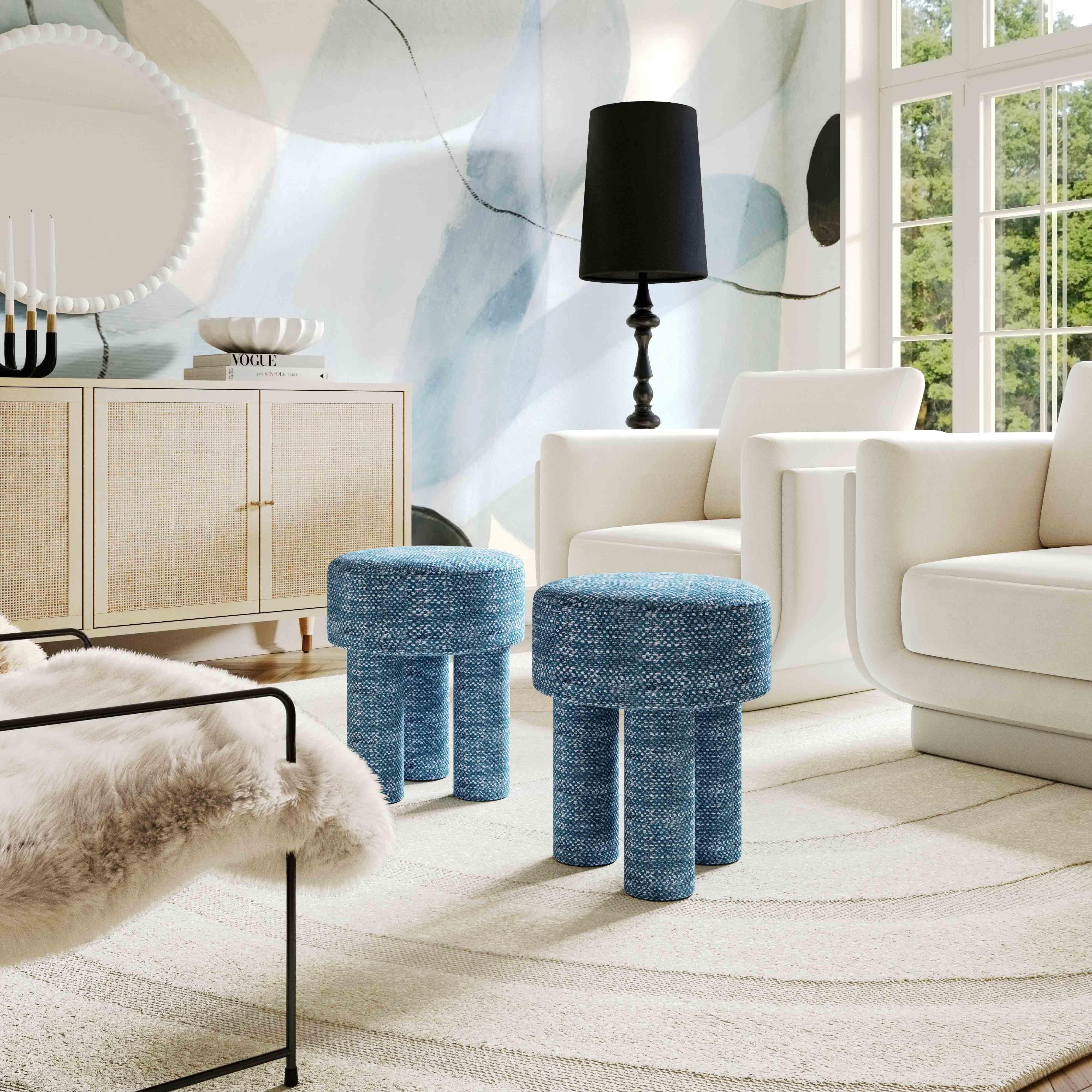 Claire Nubby Performance Fabric Accent Stool - Luxe Home Furnishings (Jersey City, NJ)