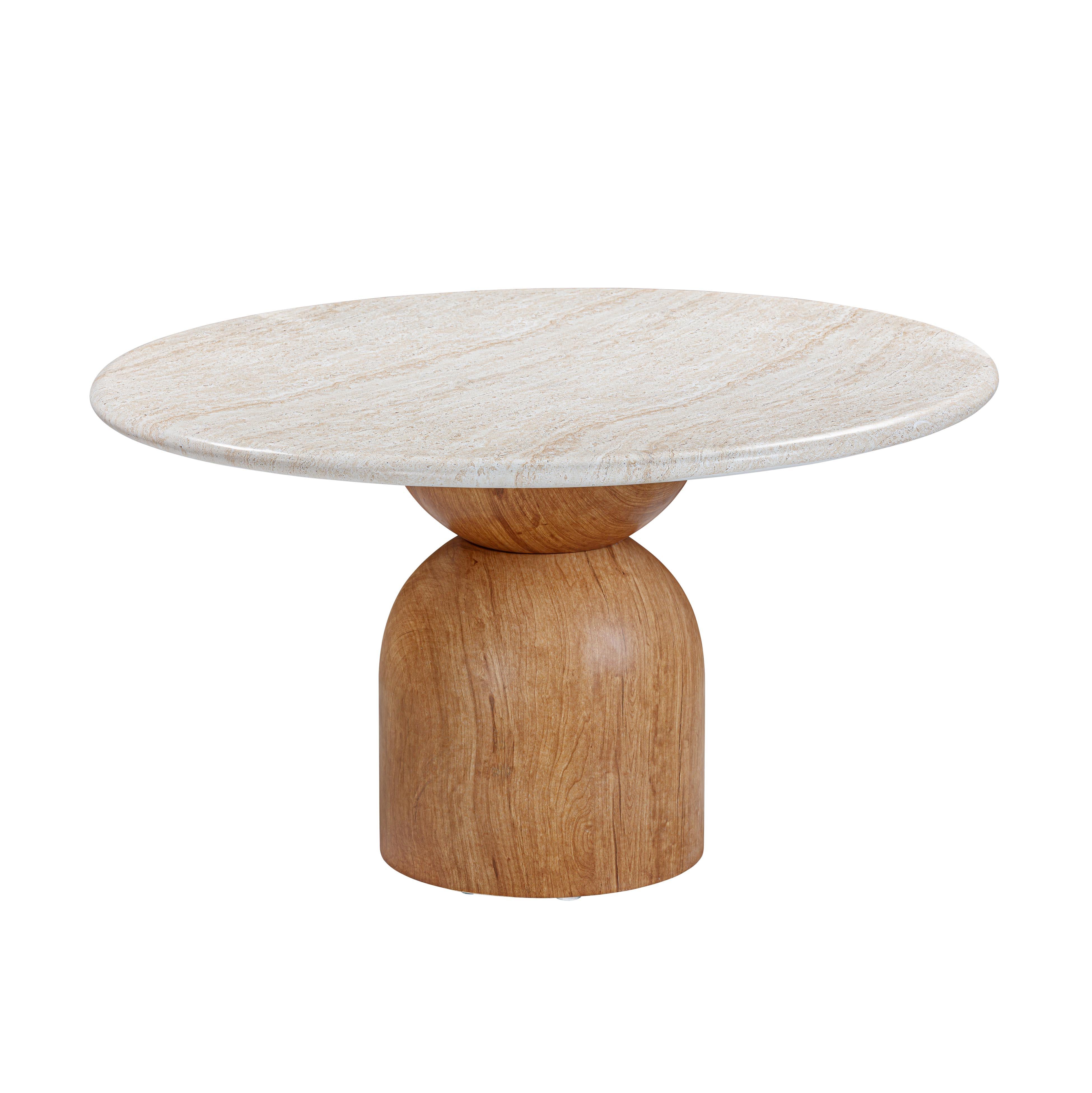 Cynthia 54" Faux Travertine Indoor/Outdoor Concrete Round Dining Table - Luxe Home Furnishings (Jersey City, NJ)