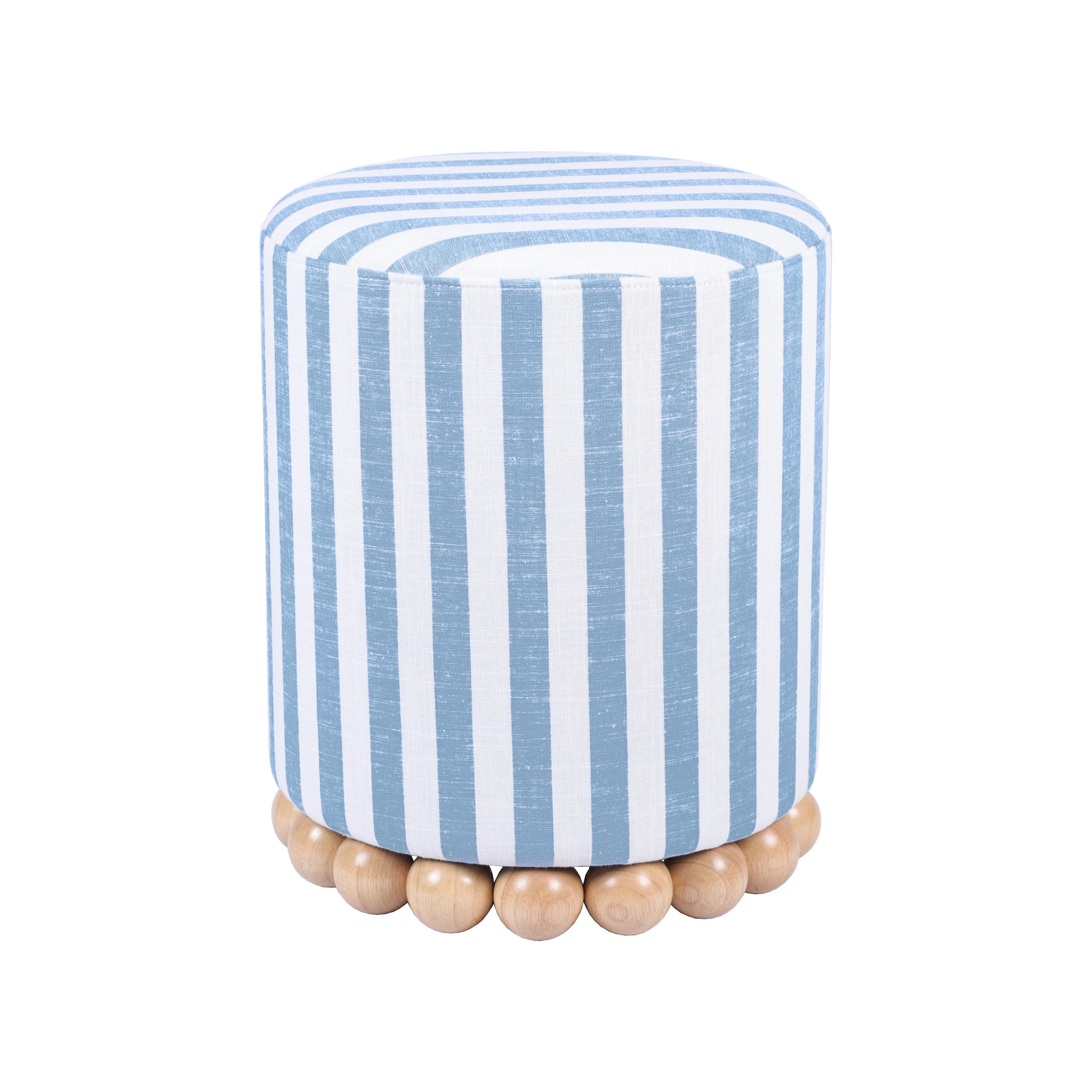 Dex Striped Linen Ottoman - Luxe Home Furnishings (Jersey City, NJ)