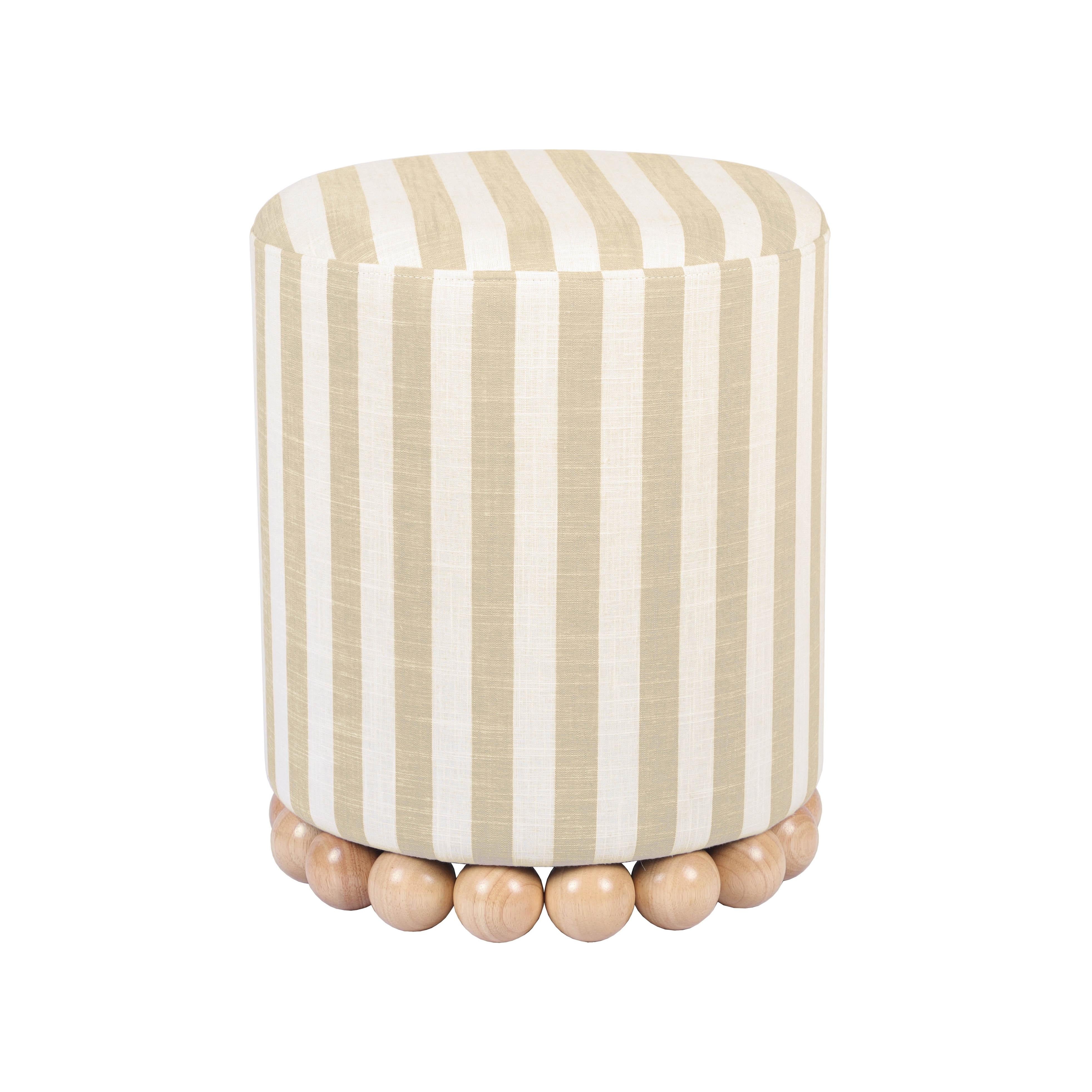 Dex Striped Linen Ottoman - Luxe Home Furnishings (Jersey City, NJ)