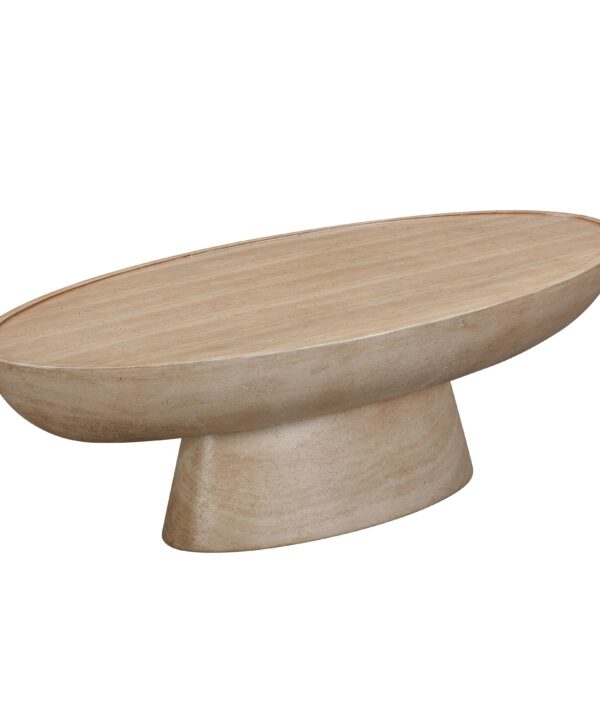 Eclipse 47" Textured Faux Travertine Indoor/Outdoor Coffee Table - Luxe Home Furnishings (Jersey City, NJ)