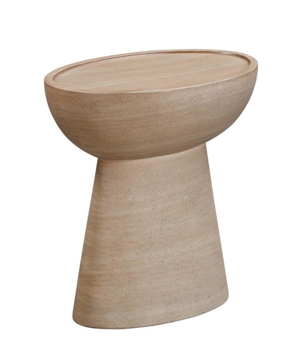 Eclipse Textured Faux Travertine Indoor/Outdoor Side Table - Luxe Home Furnishings (Jersey City, NJ)