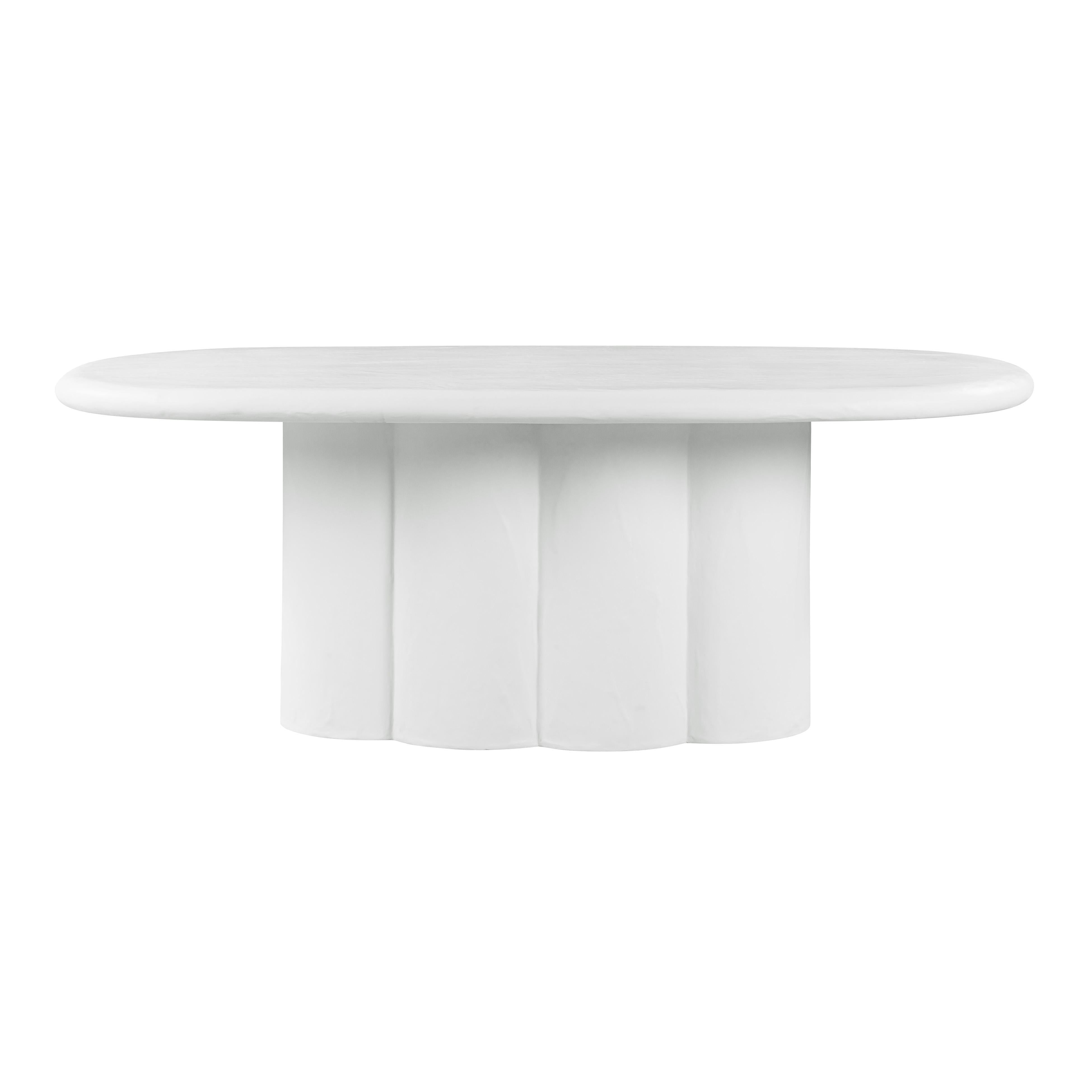 Elika 80" Faux Plaster Indoor / Outdoor Oval Dining Table - Luxe Home Furnishings (Jersey City, NJ)