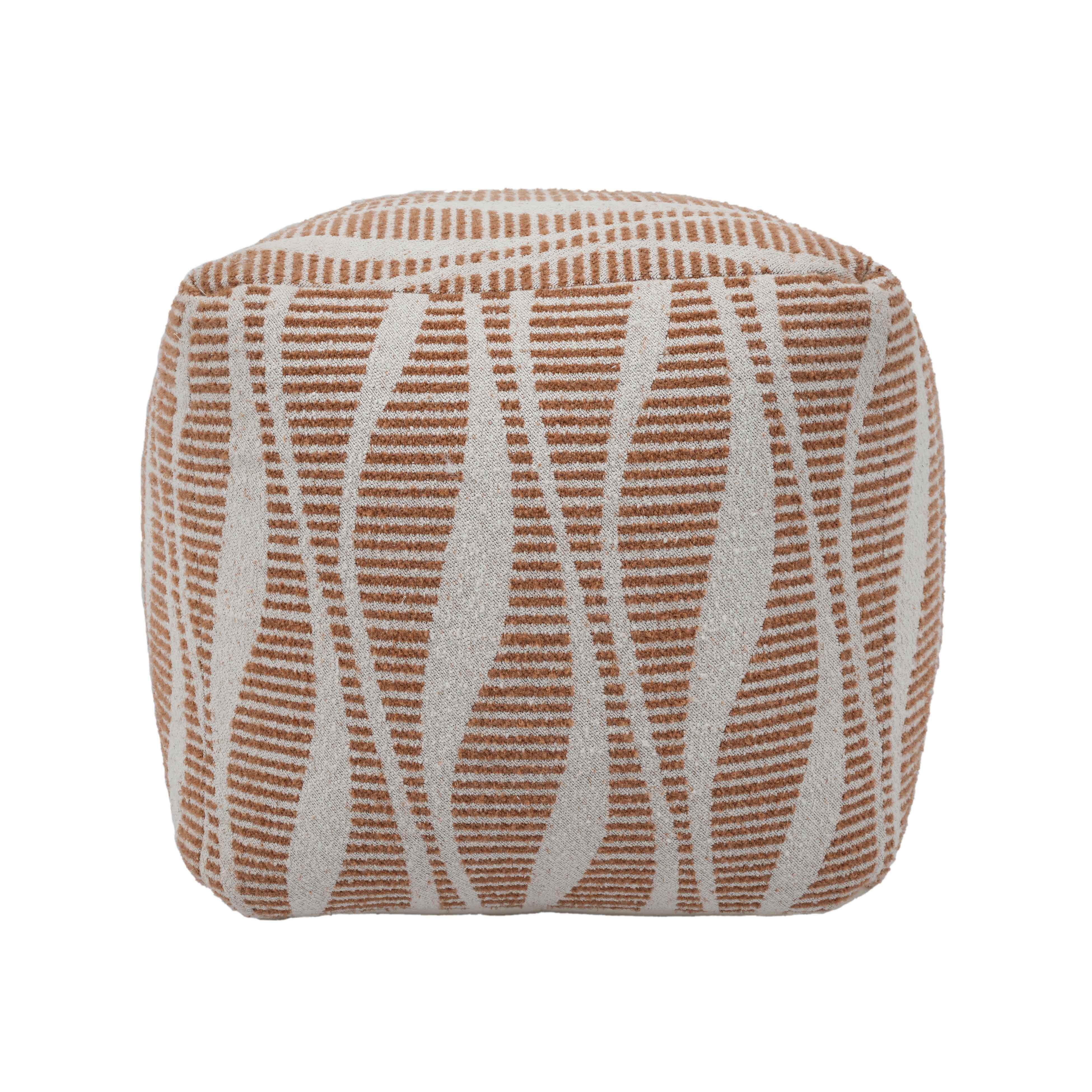 Ember Natural and Cream Woven Pouf - Luxe Home Furnishings (Jersey City, NJ)