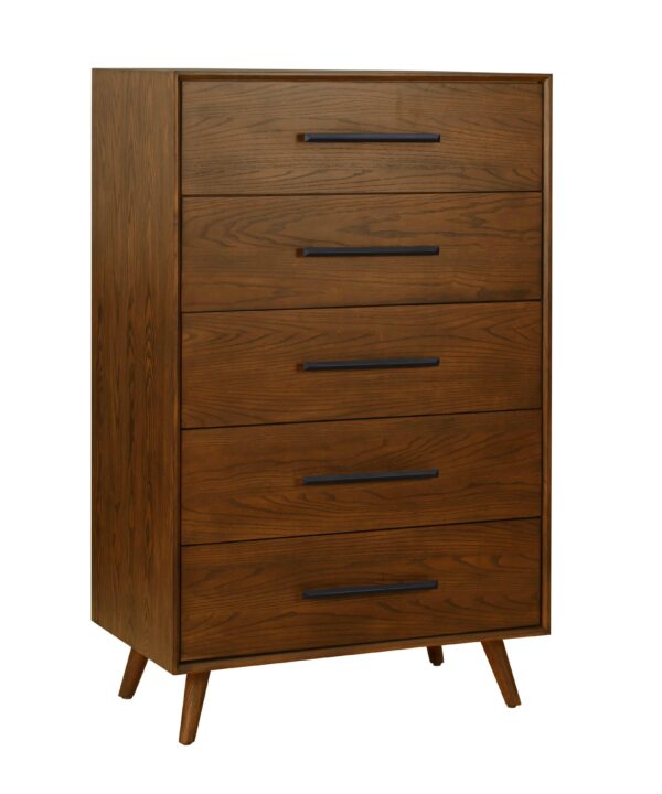 Emery 33" Walnut 5-Drawer Chest - Luxe Home Furnishings (Jersey City, NJ)