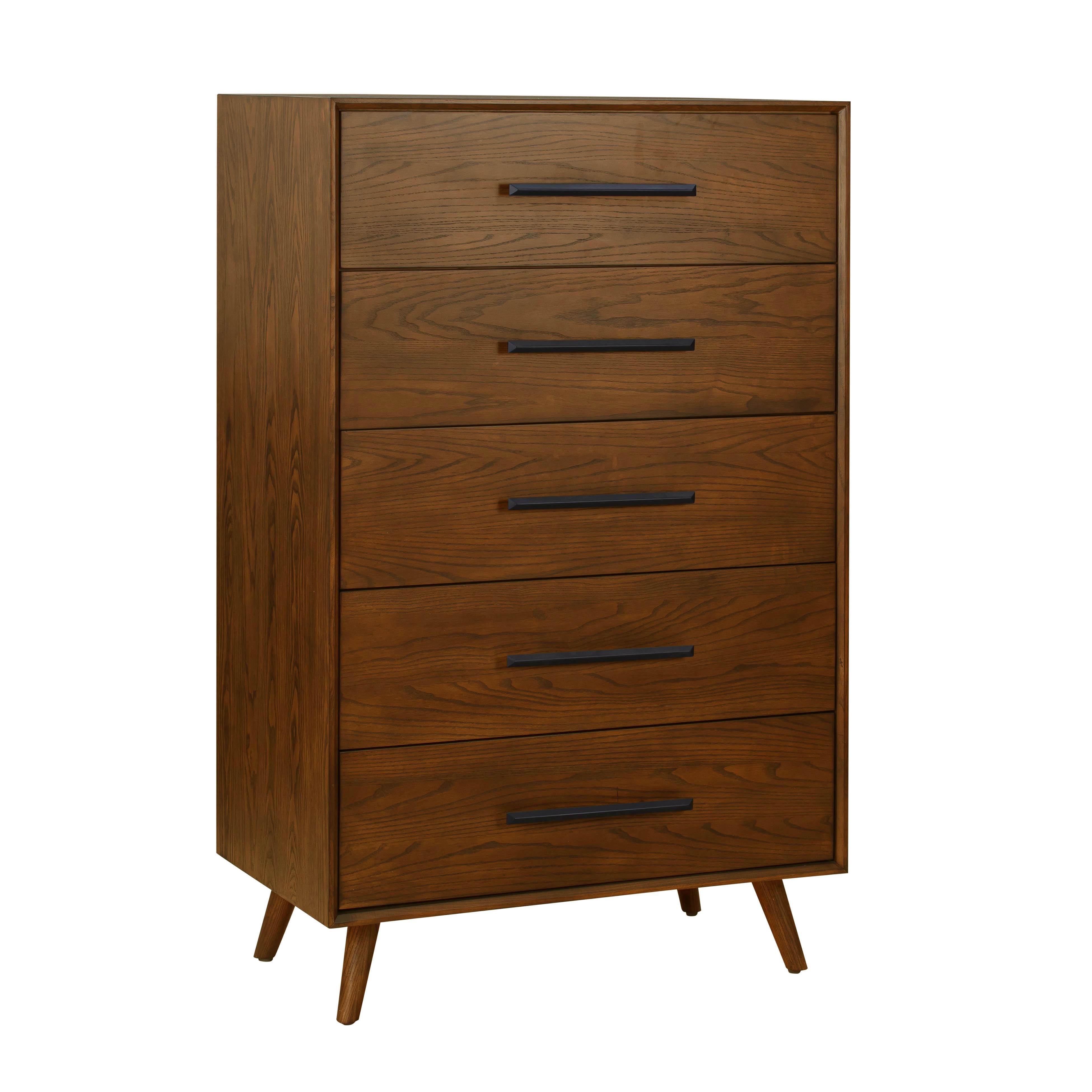 Emery 33" Walnut 5-Drawer Chest - Luxe Home Furnishings (Jersey City, NJ)
