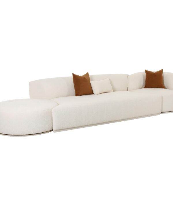 Fickle 144" 3-Piece Cream Performance Boucle Chaise Modular Sofa - Luxe Home Furnishings (Jersey City, NJ)