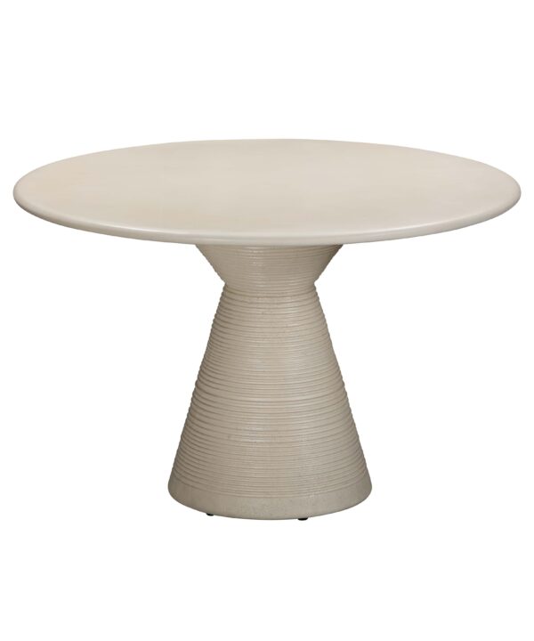 Fern 47" Beige Textured Faux Plaster Concrete Indoor / Outdoor Round Dining Table - Luxe Home Furnishings (Jersey City, NJ)
