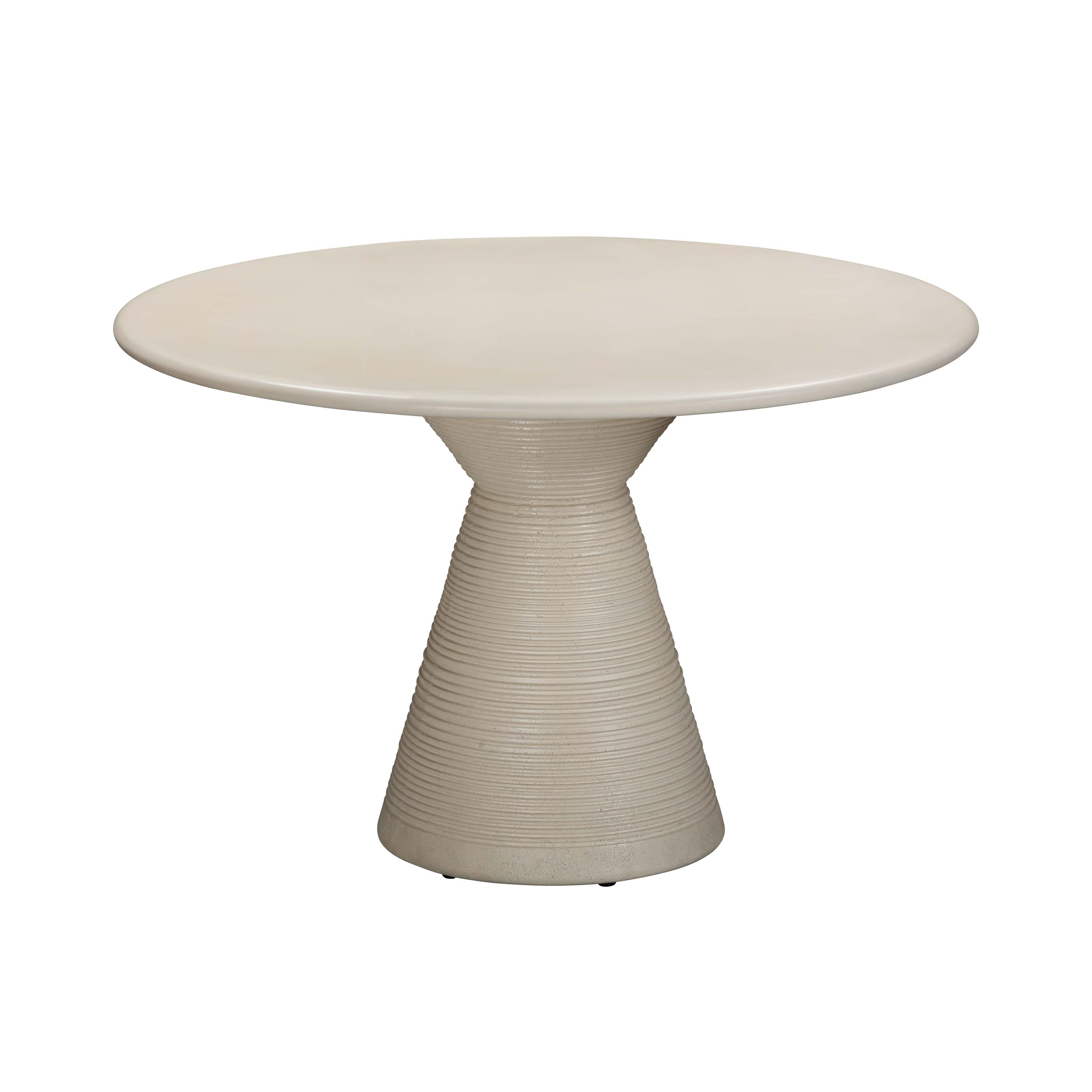 Fern 47" Beige Textured Faux Plaster Concrete Indoor / Outdoor Round Dining Table - Luxe Home Furnishings (Jersey City, NJ)