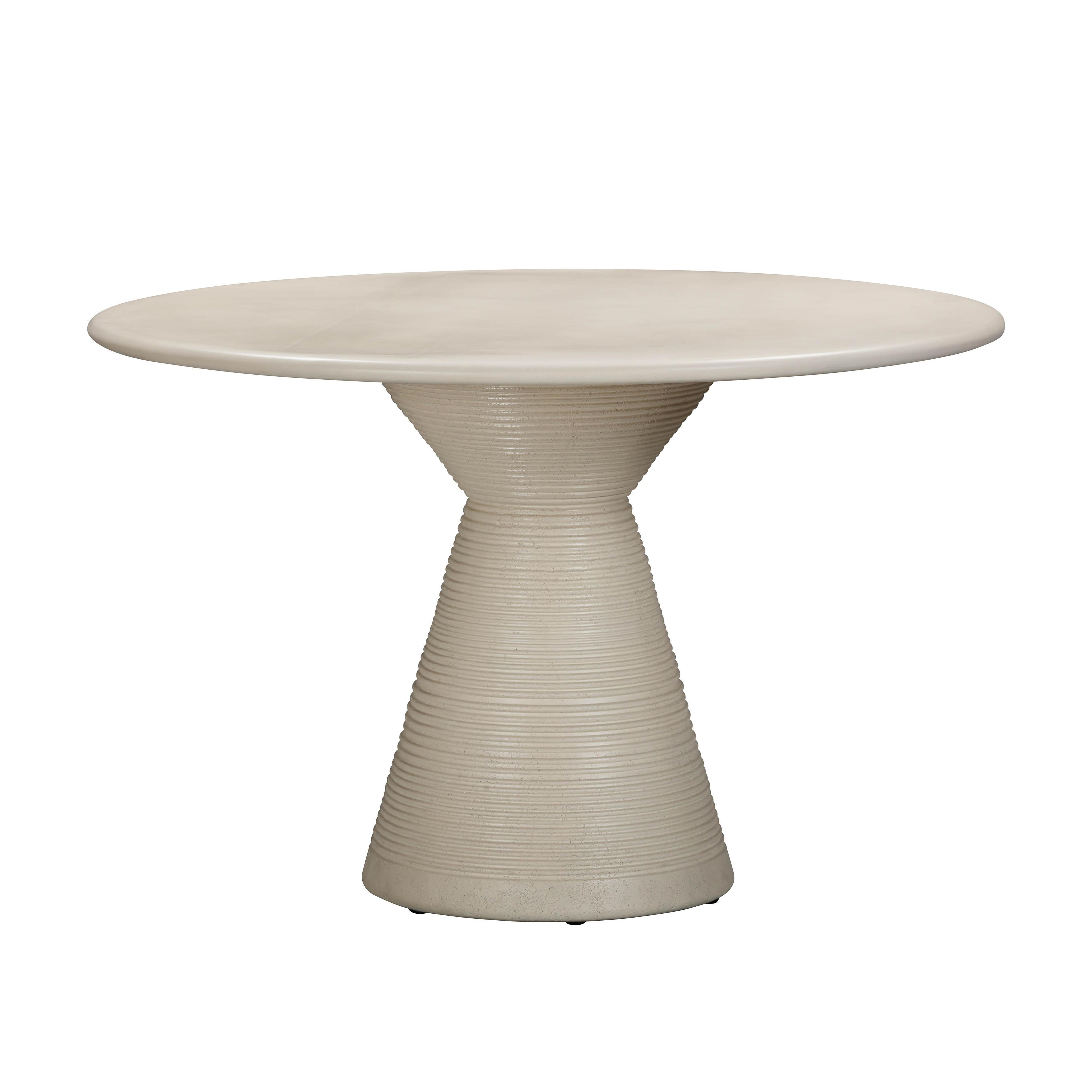 Fern 47" Beige Textured Faux Plaster Concrete Indoor / Outdoor Round Dining Table - Luxe Home Furnishings (Jersey City, NJ)