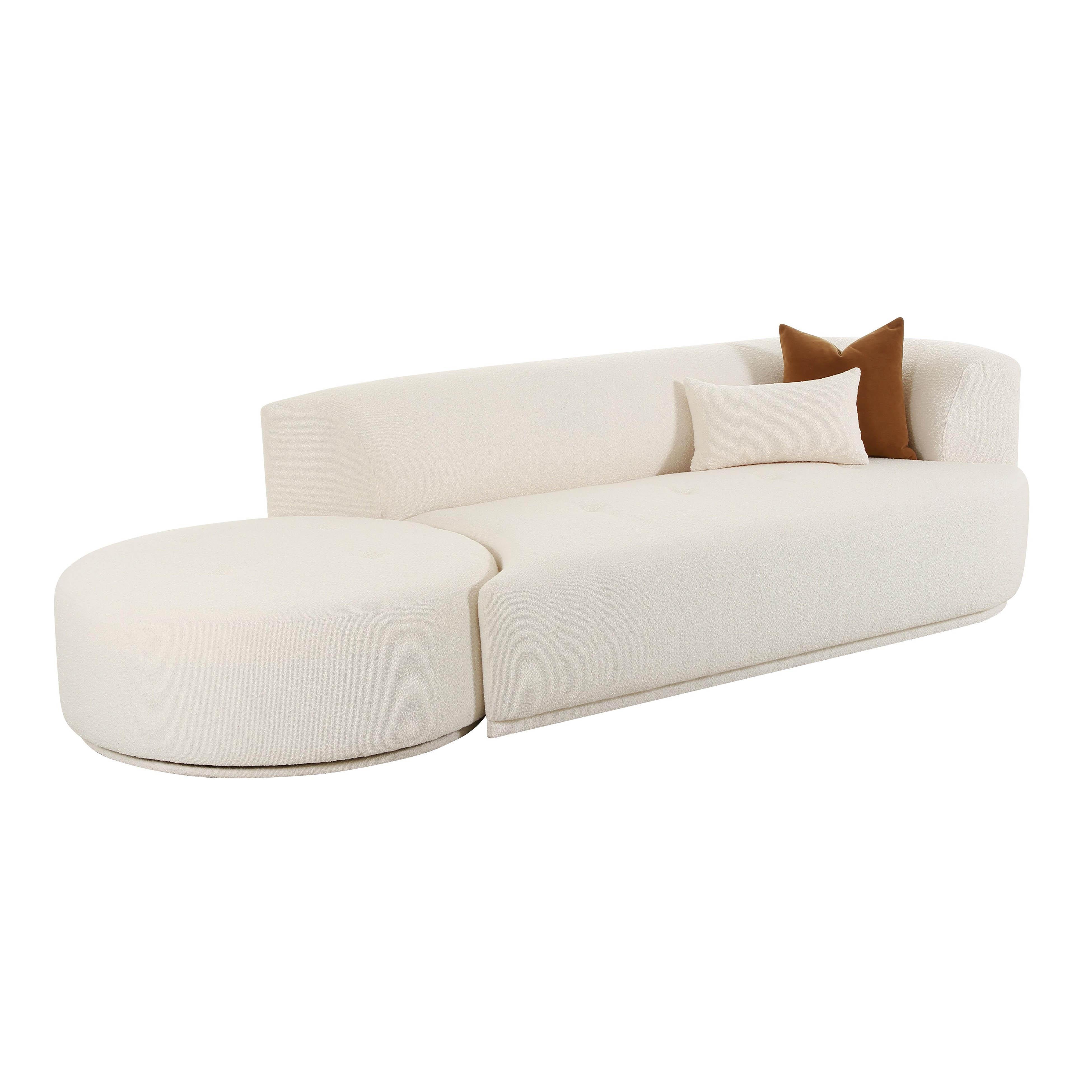 Fickle 112" 2-Piece Cream Performance Boucle Chaise Modular Sofa - Luxe Home Furnishings (Jersey City, NJ)