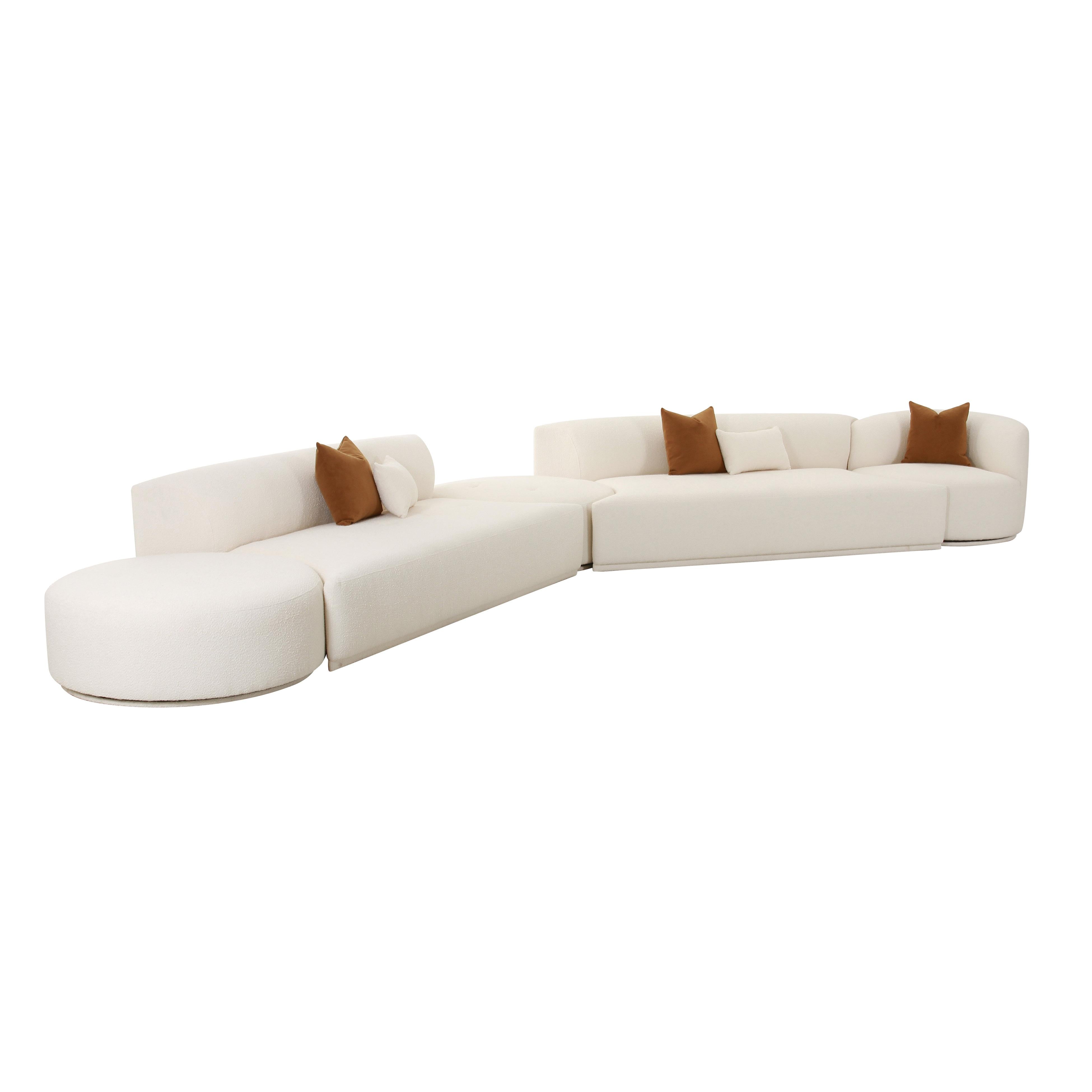 Fickle Cream Performance Boucle 5-Piece Modular Chaise Sectional - Luxe Home Furnishings (Jersey City, NJ)