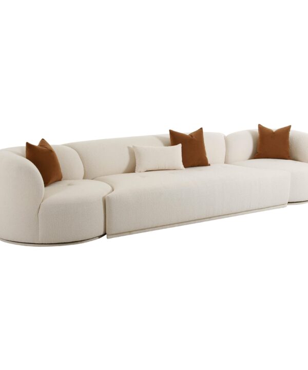 Fickle 144" 3-Piece Cream Performance Boucle Modular Sofa - Luxe Home Furnishings (Jersey City, NJ)