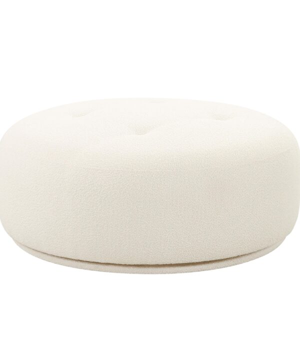 Fickle Cream Performance Boucle Swivel Ottoman - Luxe Home Furnishings (Jersey City, NJ)
