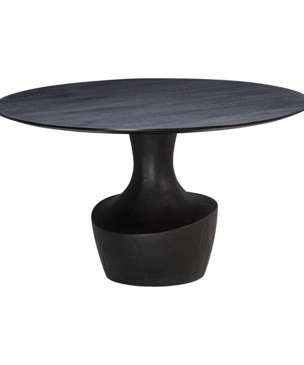 Gevra 54" Black Acacia & Faux Plaster Round Dining Table - Luxe Home Furnishings (Jersey City, NJ)