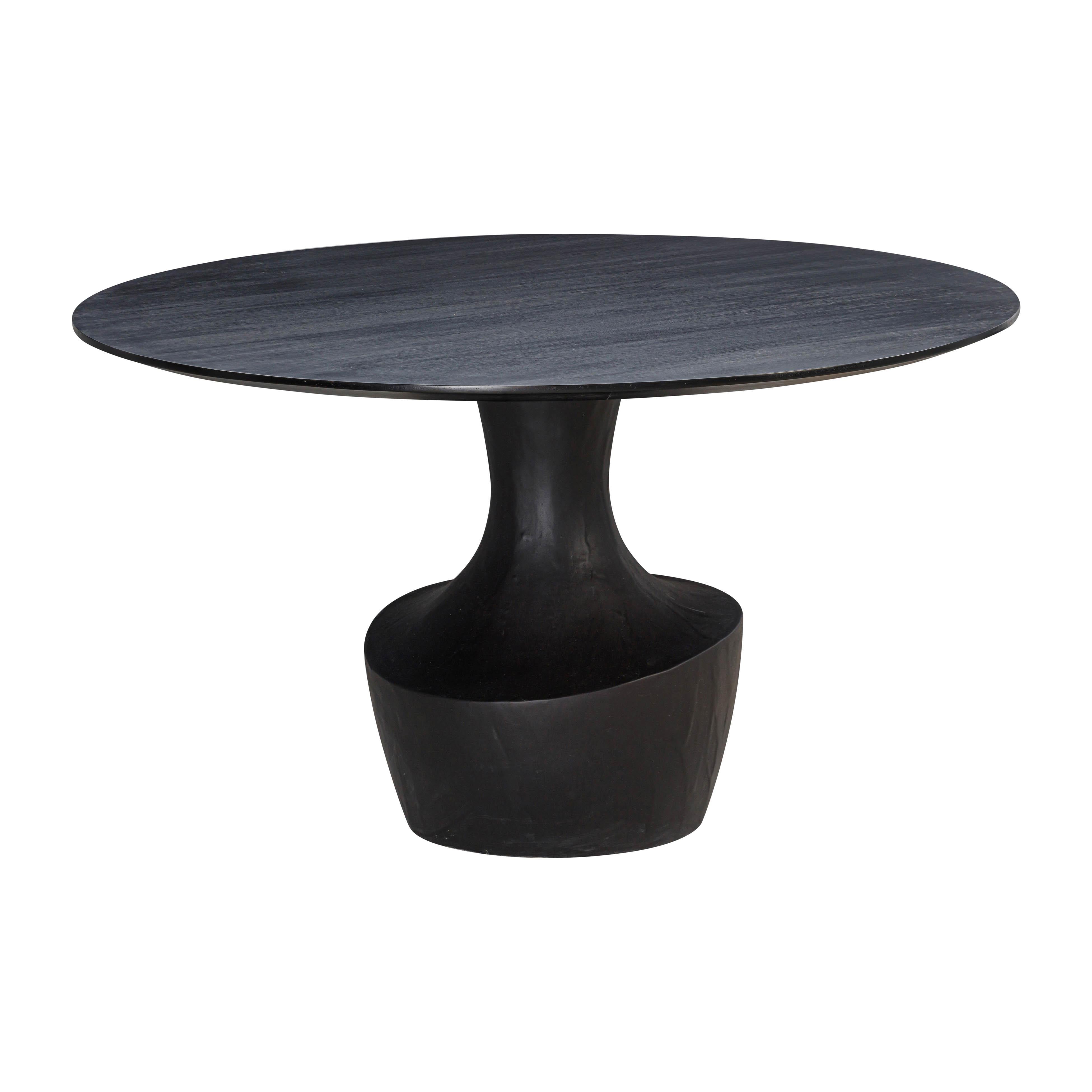 Gevra 54" Black Acacia & Faux Plaster Round Dining Table - Luxe Home Furnishings (Jersey City, NJ)