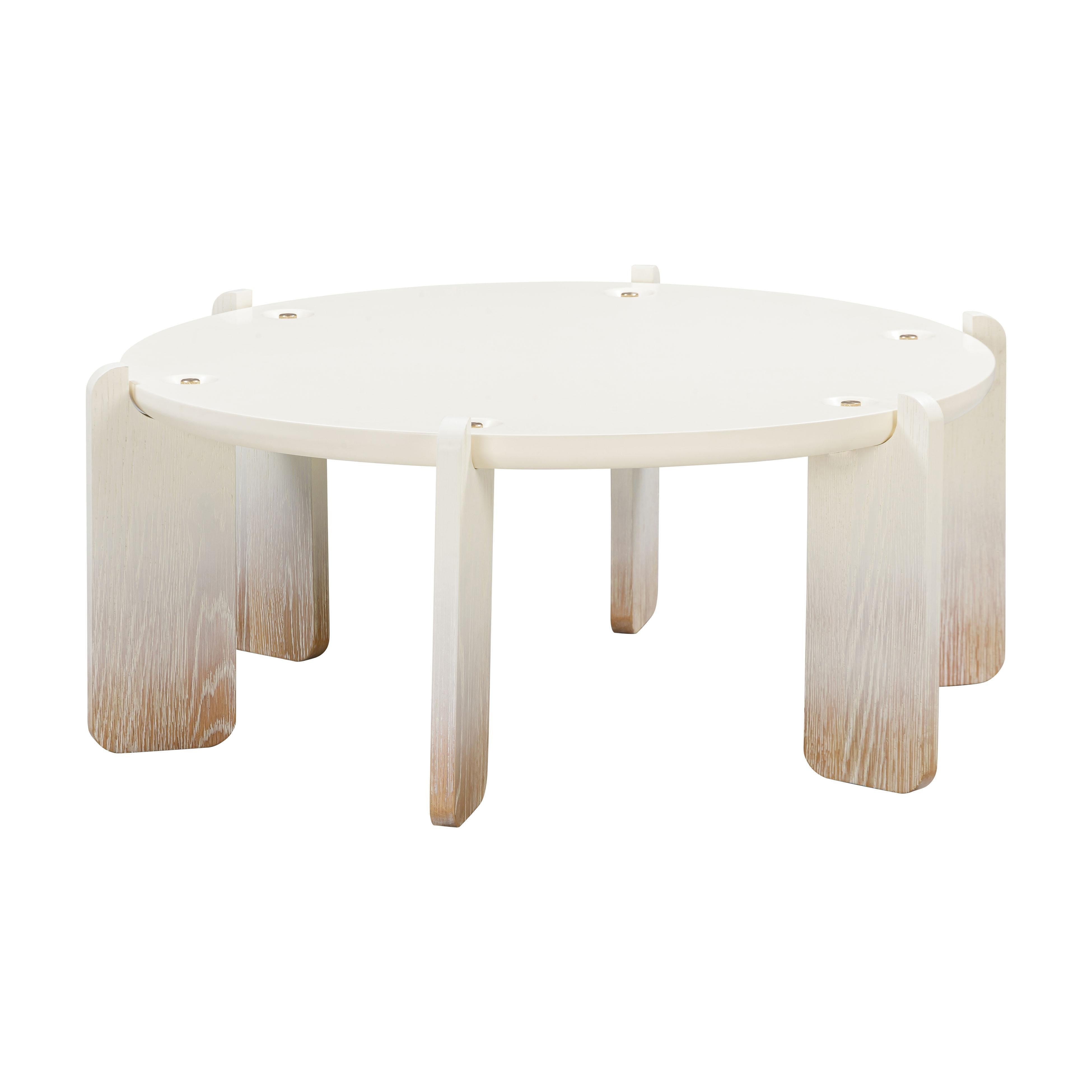 Gloria 35" Cream Oak Round Coffee Table - Luxe Home Furnishings (Jersey City, NJ)