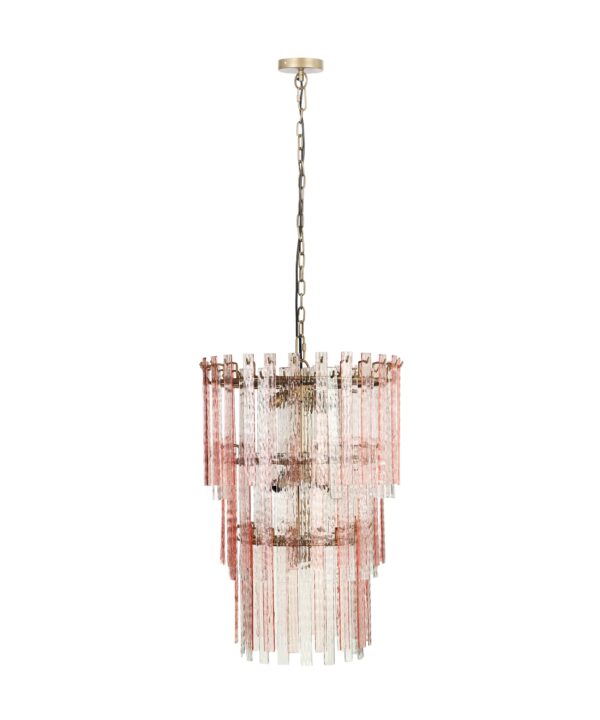 Hampshire Pink Acrylic 3-Tier Chandelier - Luxe Home Furnishings (Jersey City, NJ)